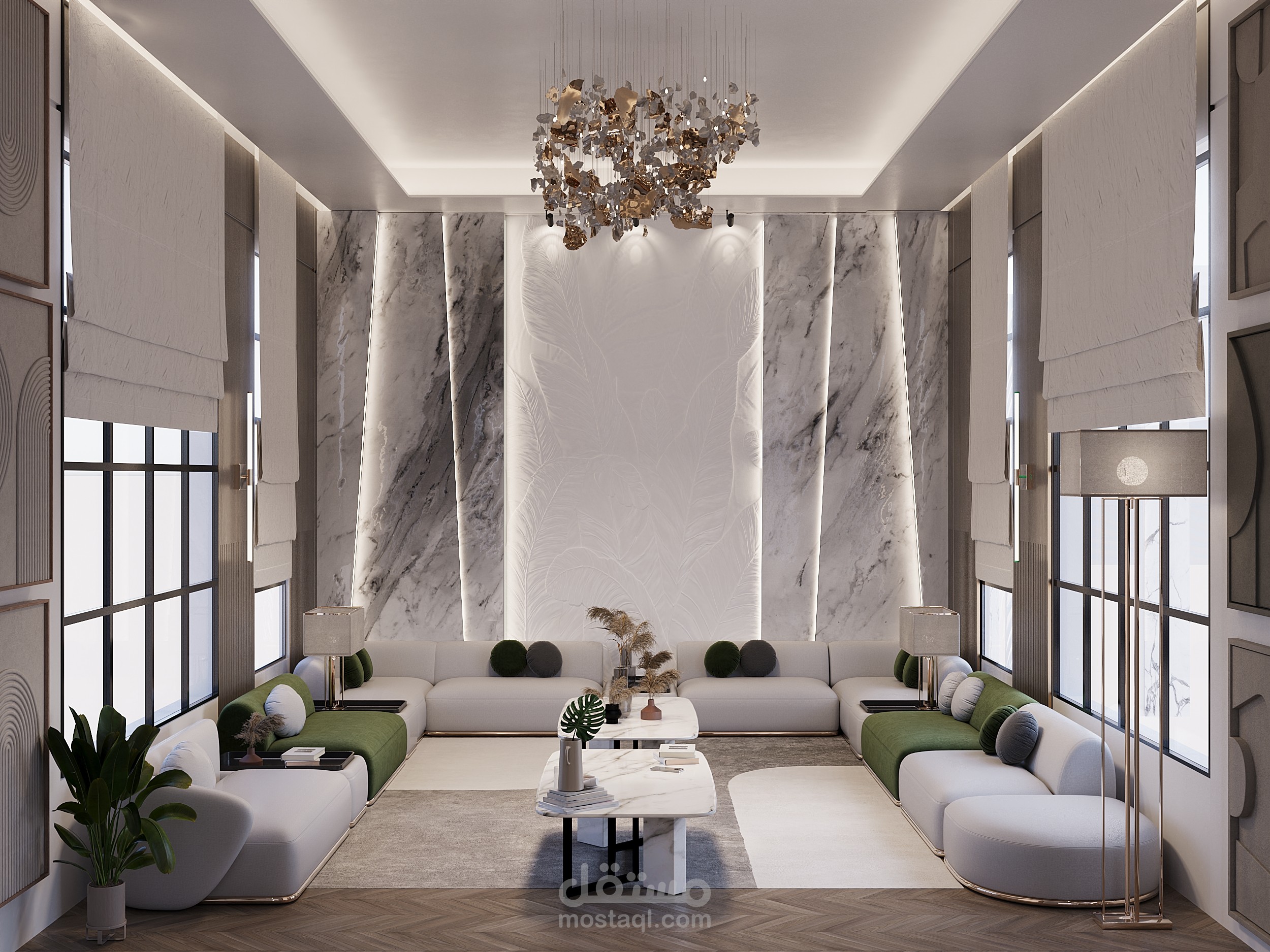 تصميم مجلس بألوان هادئة بطراز Modern