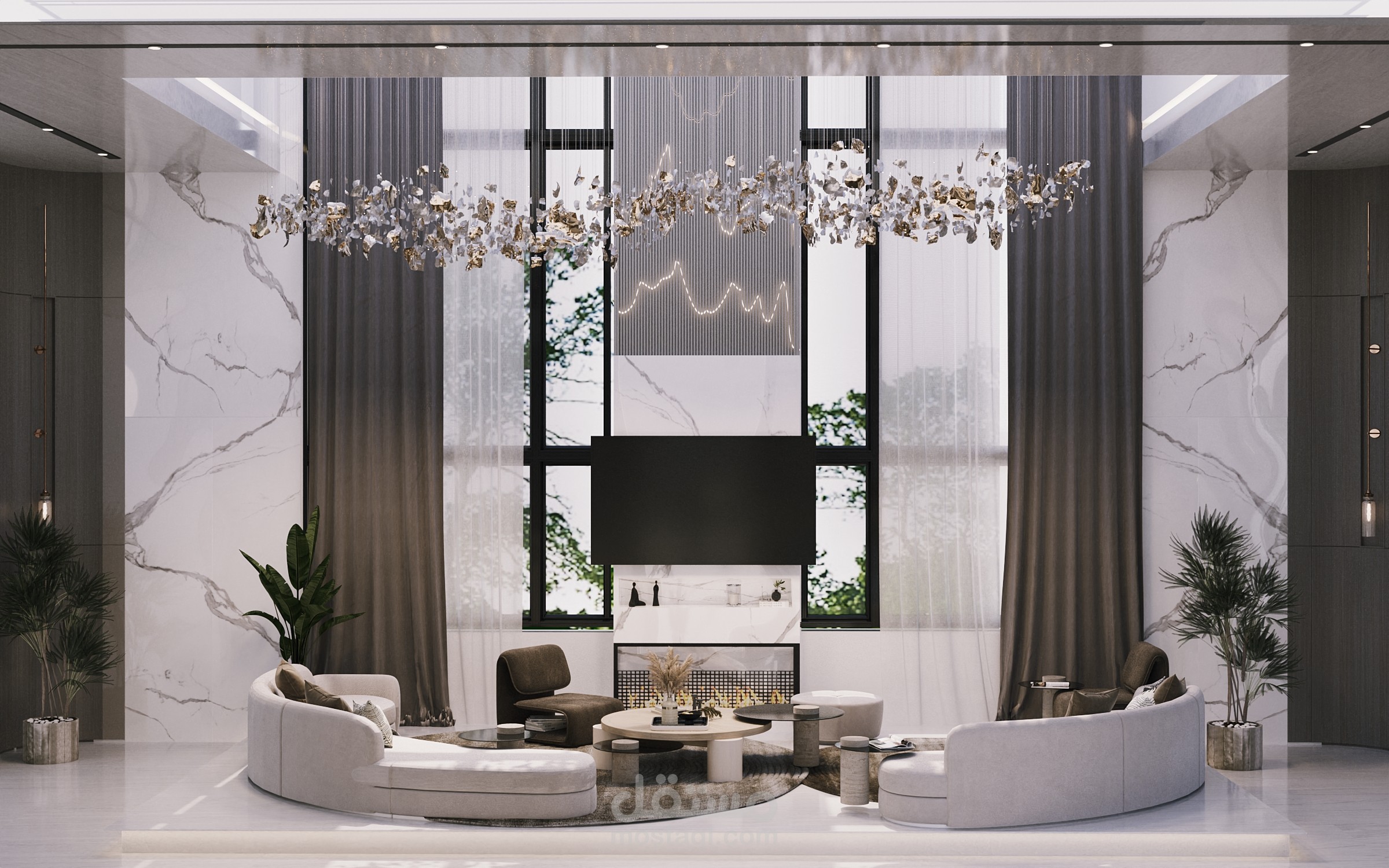 تصميم لصالة دبل هاي double high  مودرن