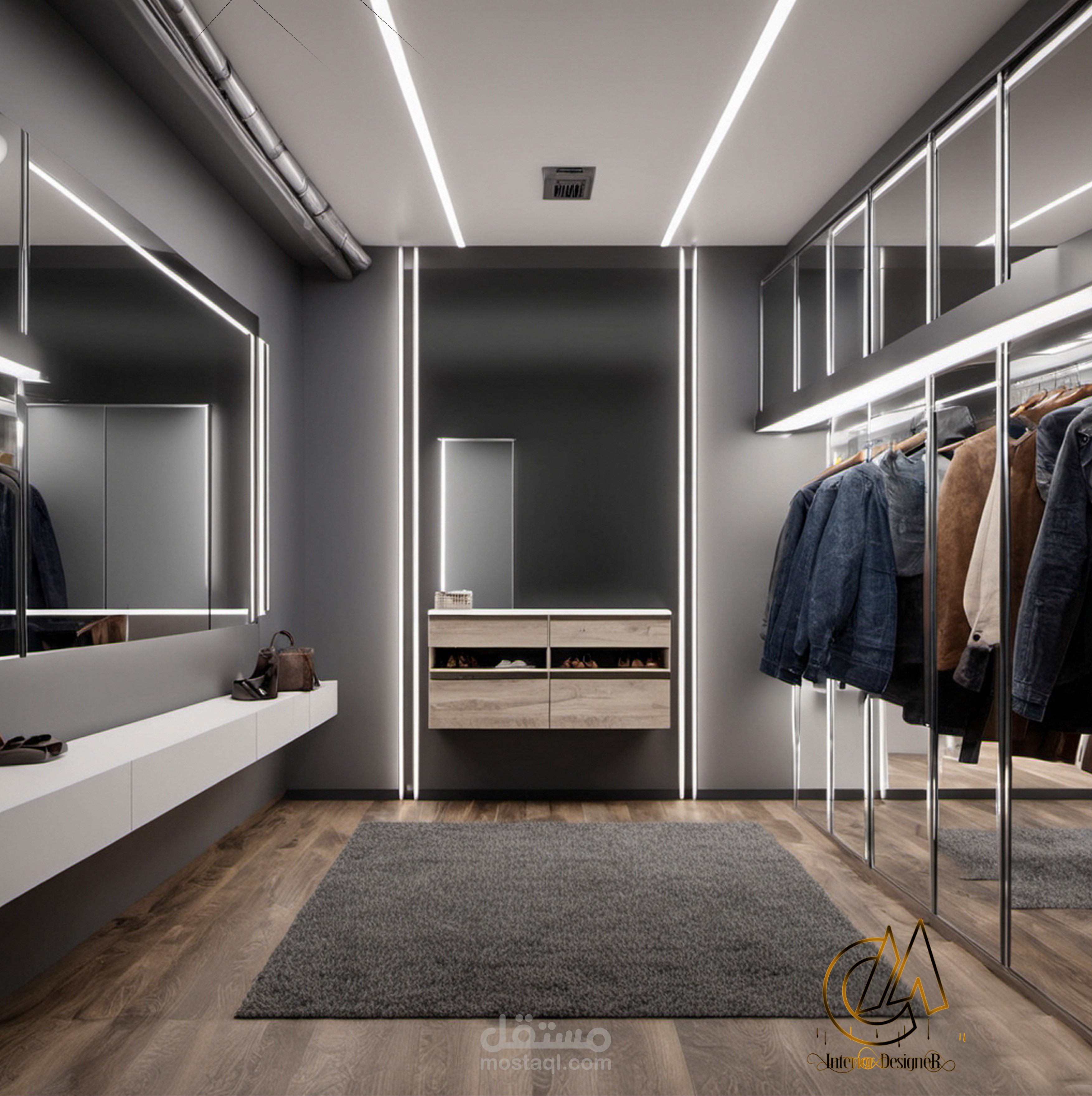 تصميم  غرفة ملابس لغرفة نوم