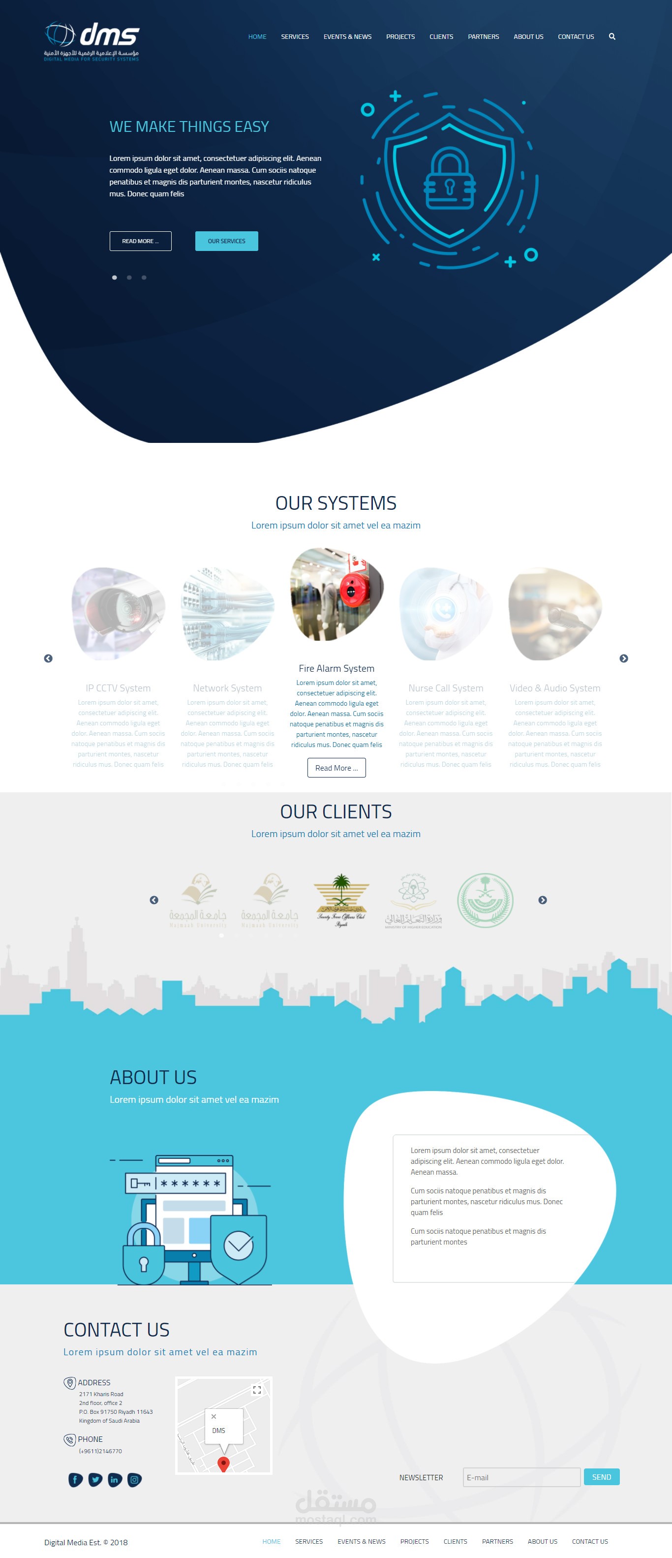 نموذج للصفحة الرئيسية لشركة DMS