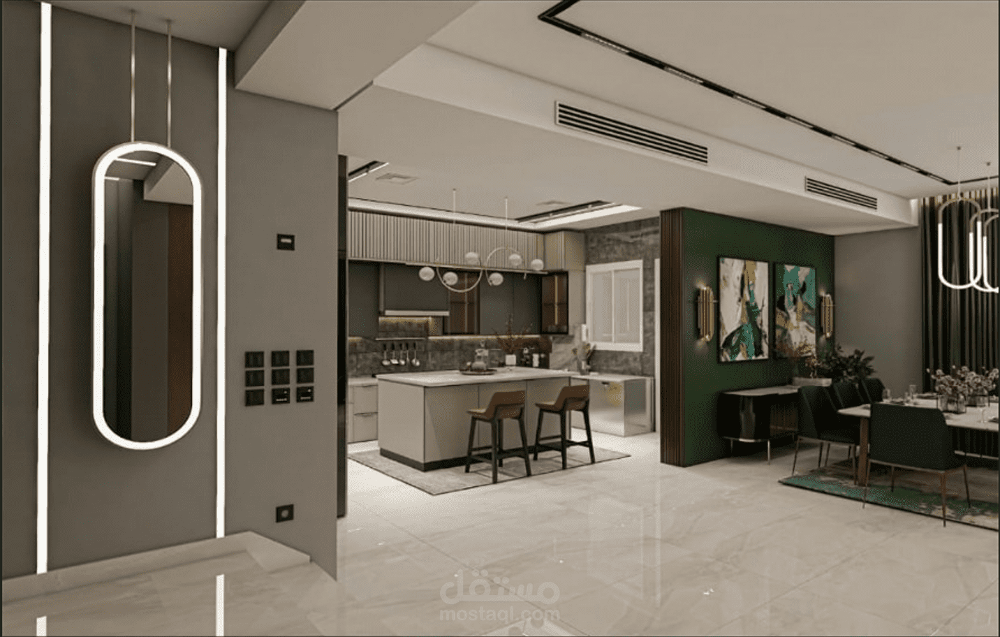 تصميم معماري و داخلي ل فيلا بمدينتي القاهره الجديده 2d &3d و حصر كميات تشغيل و رسومات تنفيذيه معماريه و متابعه من الموقع