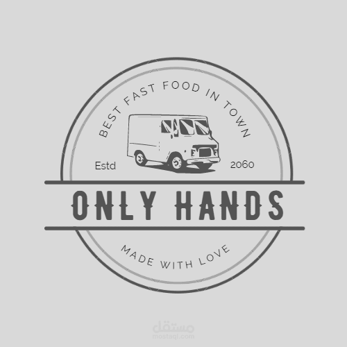Grey Fast Food Truck Round Logo