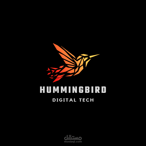 Orange Black Hummingbird Tech Digital Bird Logo