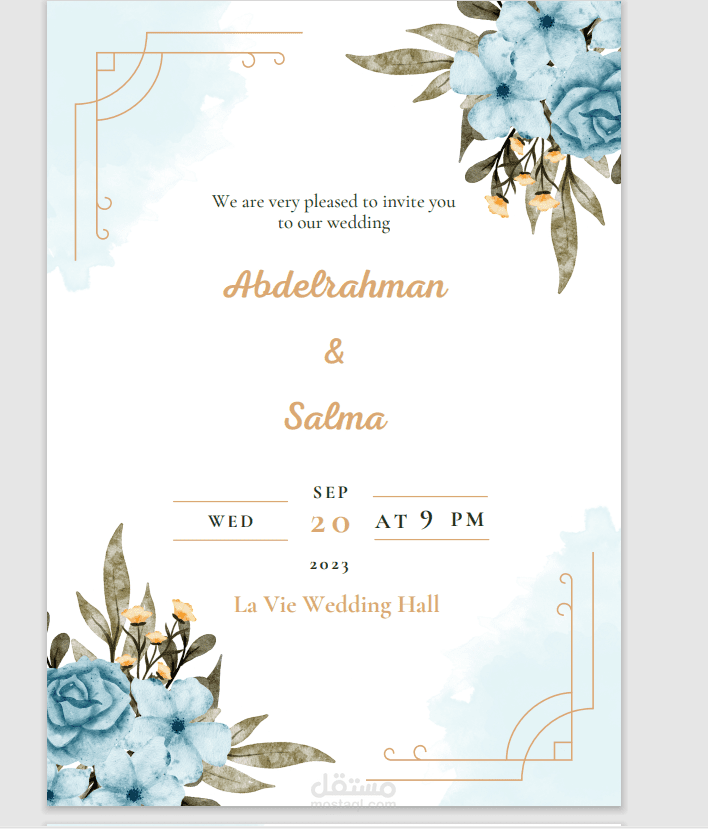 تصميم دعوات أفراح (  Wedding Invitation )