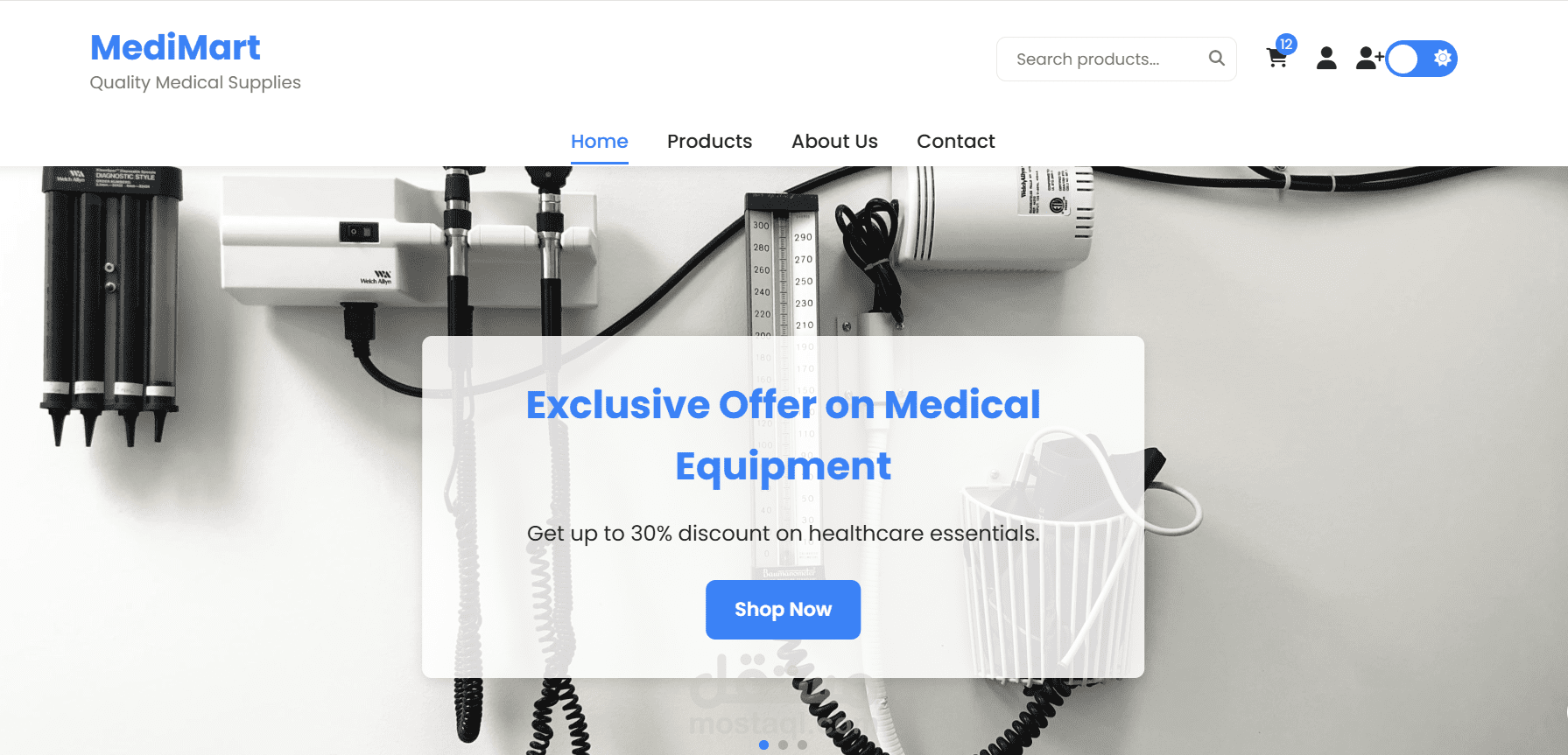 MediMart - واجهة متجر إلكتروني للمستلزمات الطبية