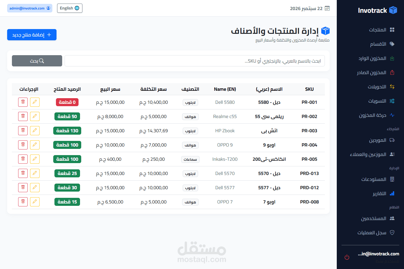 نظام Invotrack | برنامج لإدارة المخازن والمستودعات