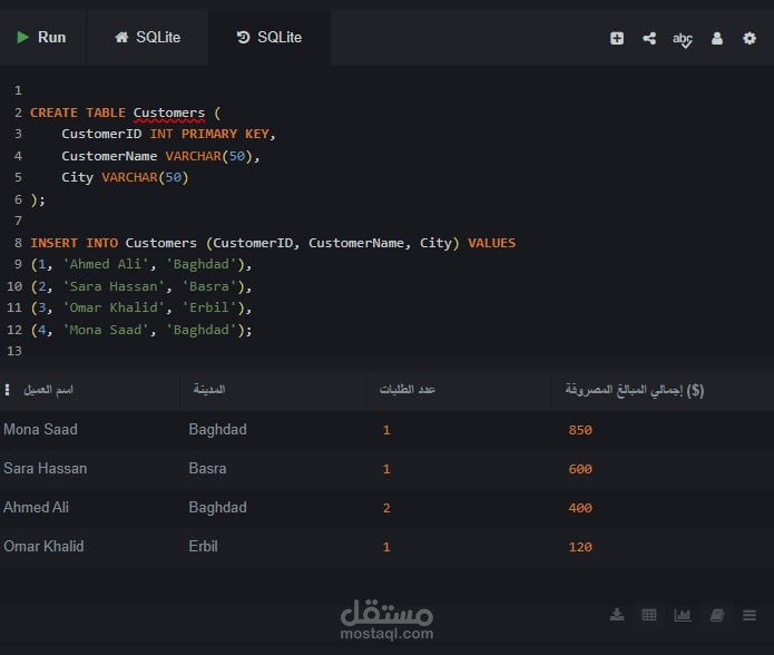 تصميم استعلامات متقدمة (SQL JOINs) لاستخراج تقارير مالية
