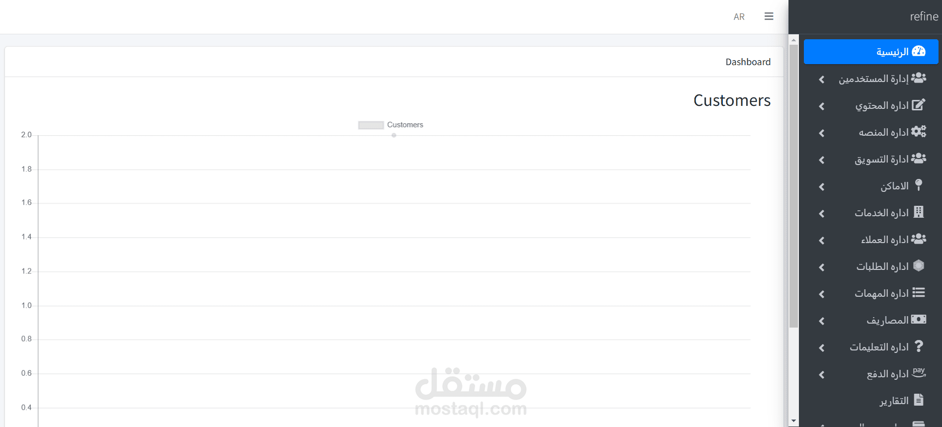 تطوير نظام ERP لإدارة منصة Refine