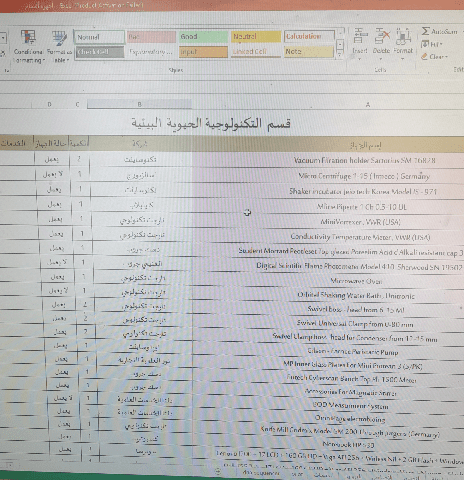 نموذج قاعدة بيانات أجهزة لأقسام