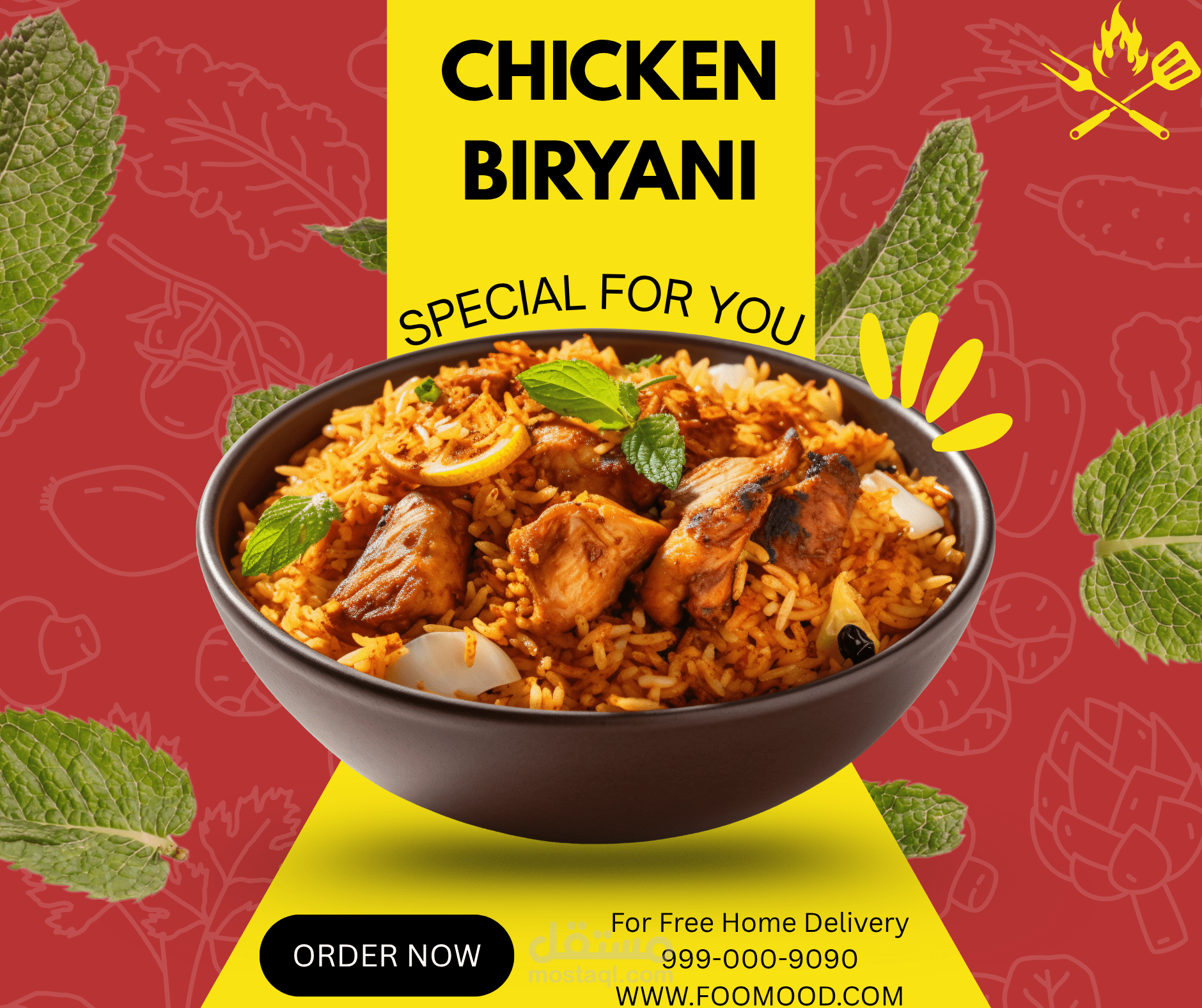 تصميم منشورات سوشيال ميديا جذابة لمطعم وحبات سريعة