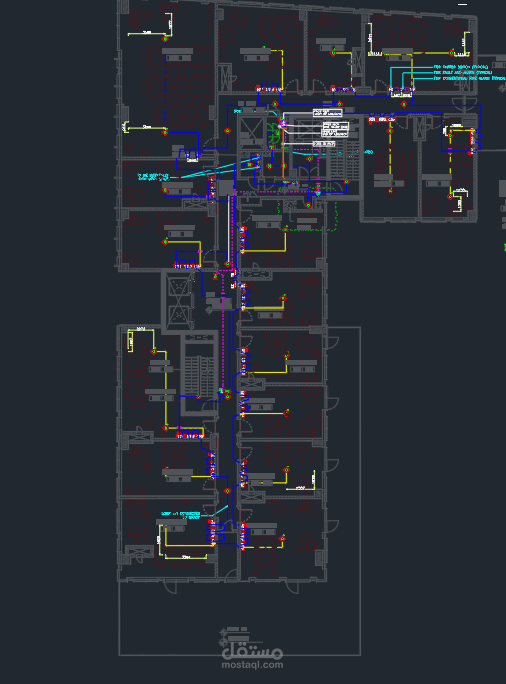 عمل الرسومات التنفيذية  لاعمال التيار الخفيف لمبنى إداري