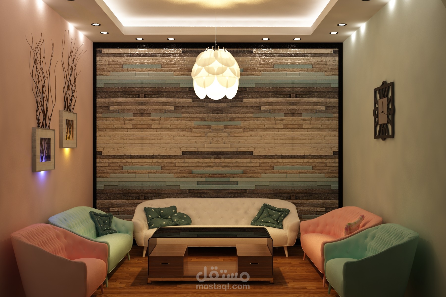 غرفه معيشه بالوان عصريه