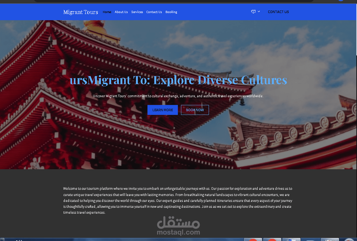 انشاء موقع لشركه  Migrant Tours للسياحيه