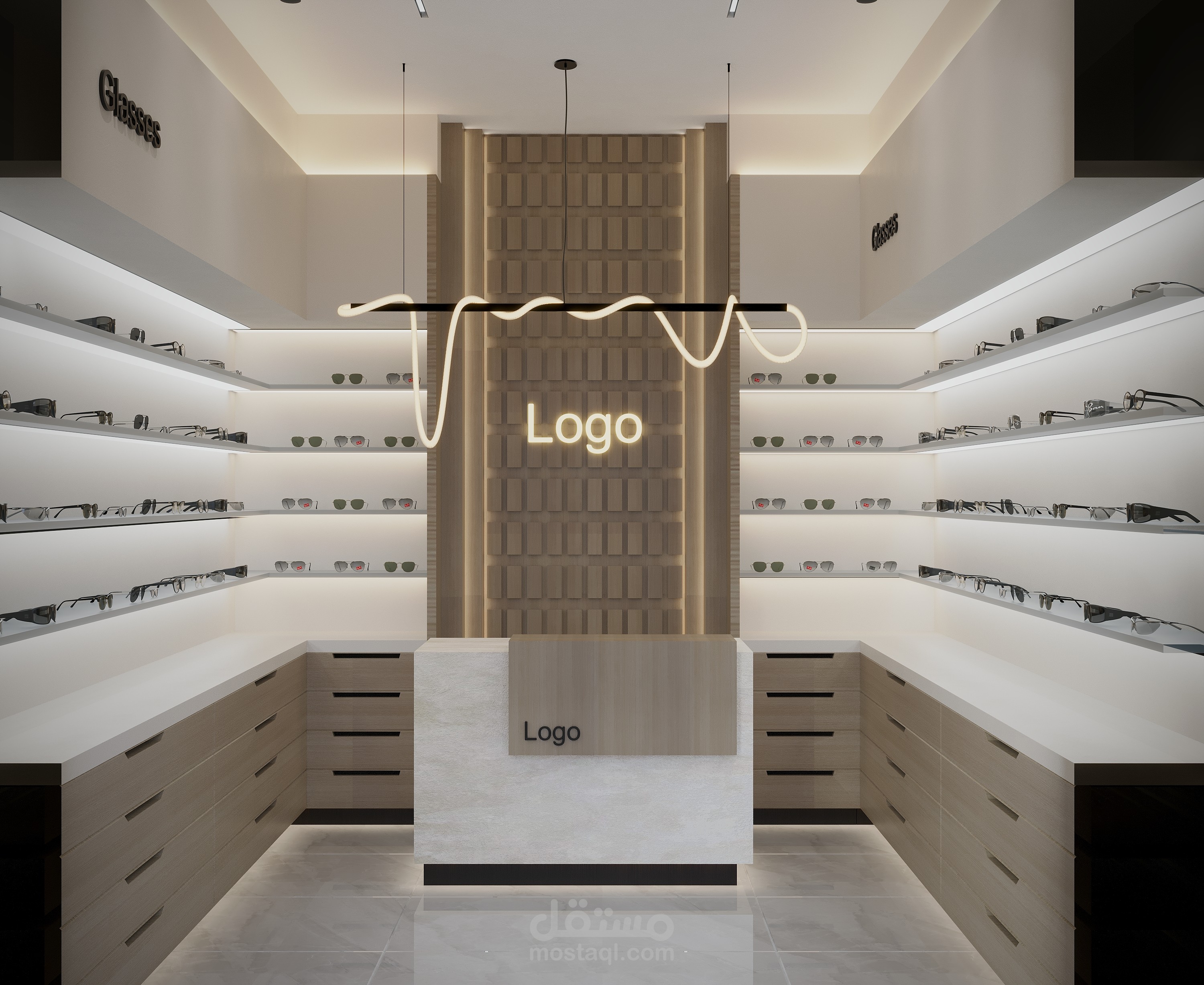 تصميم وإظهار معماري لمعرض بصريات (Optical Store).