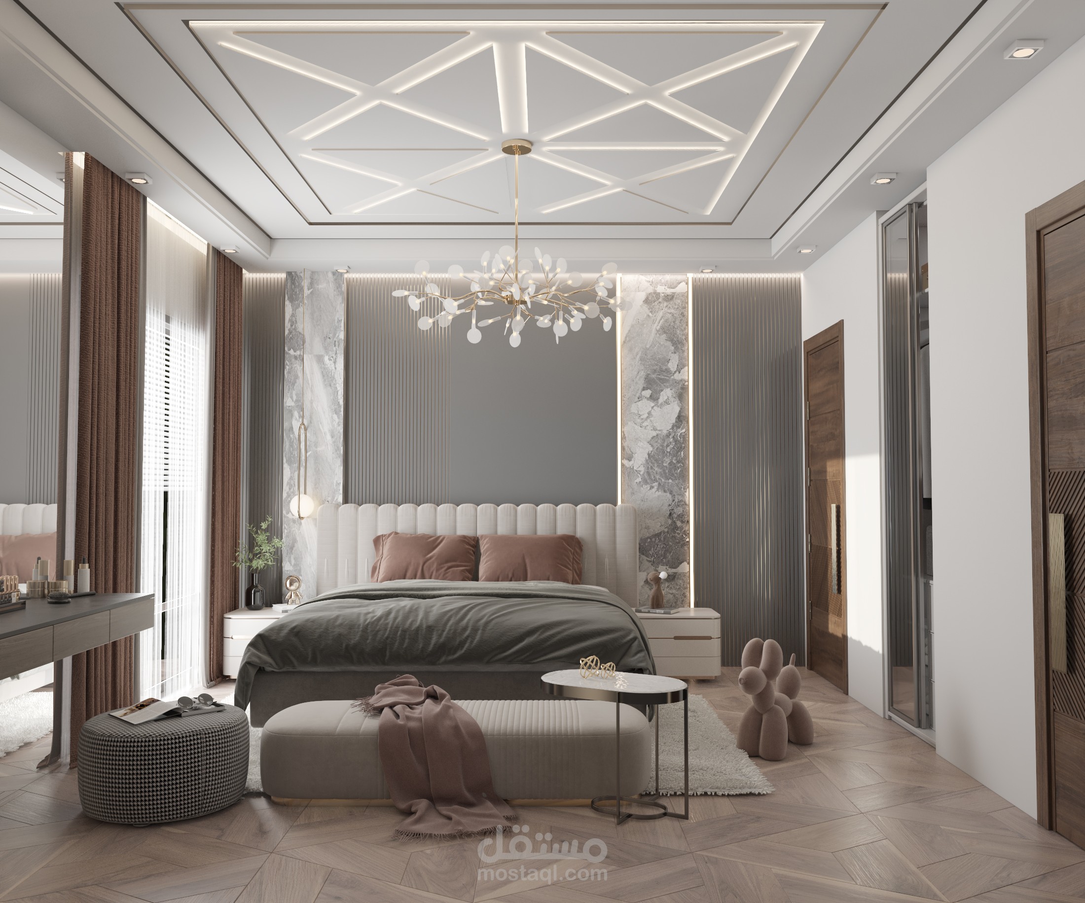 تصميم غرفة نوم شبابية بطراز معاصر