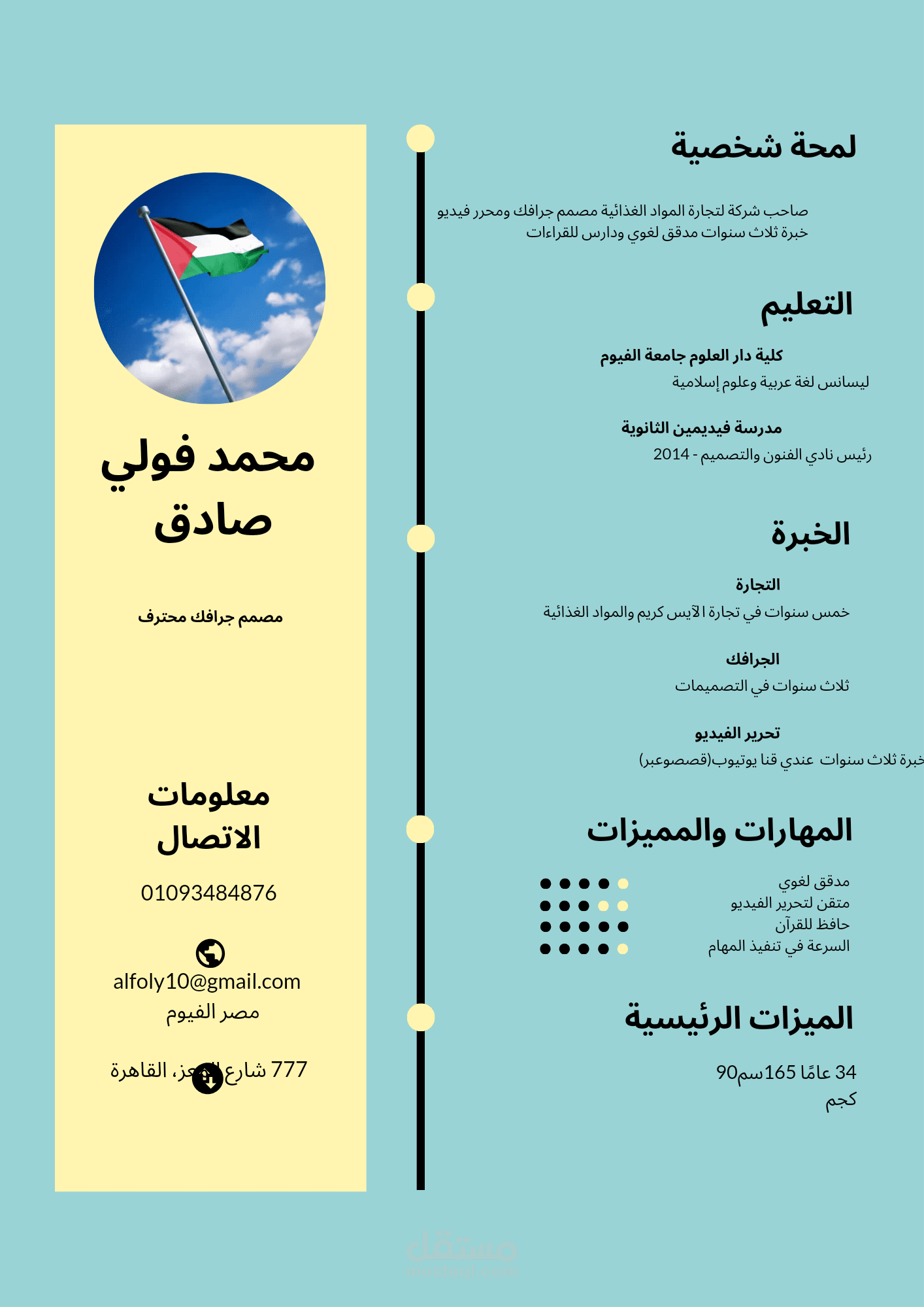 سيرة ذاتية بشكل محترف وألوان متناسقة