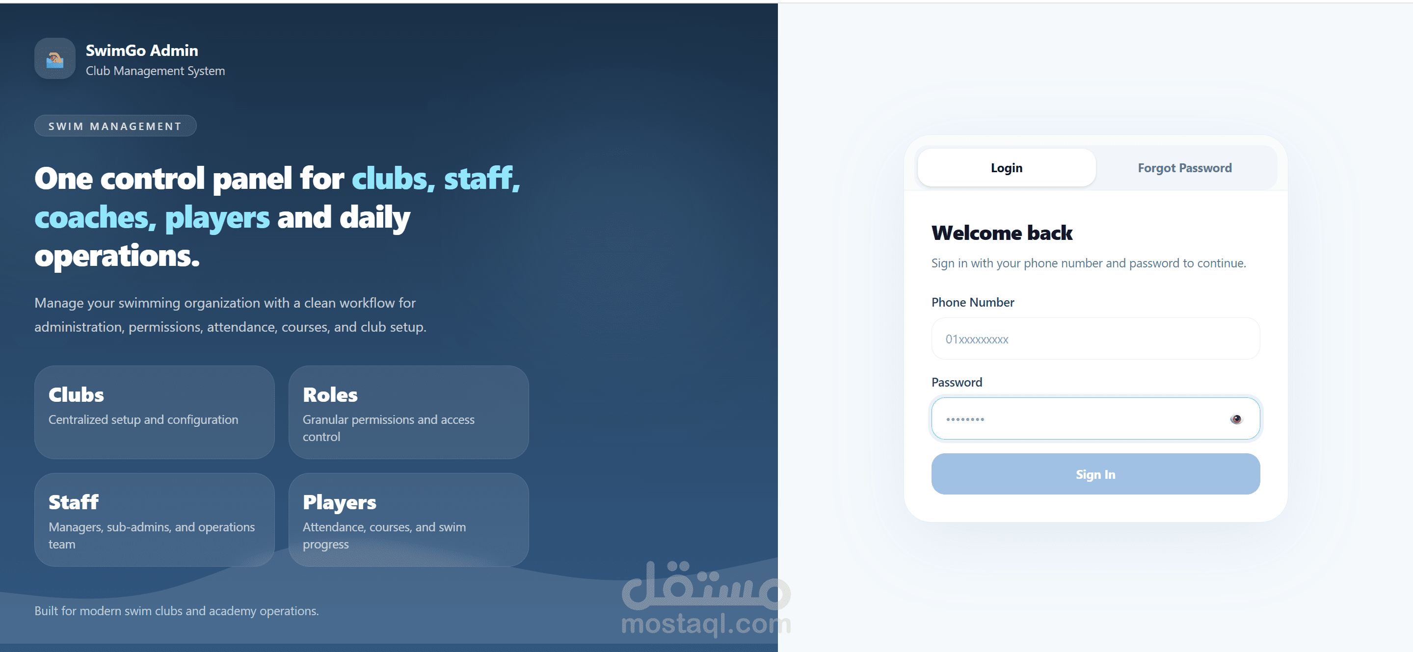 SwimGo – Sports Academy Management Platform