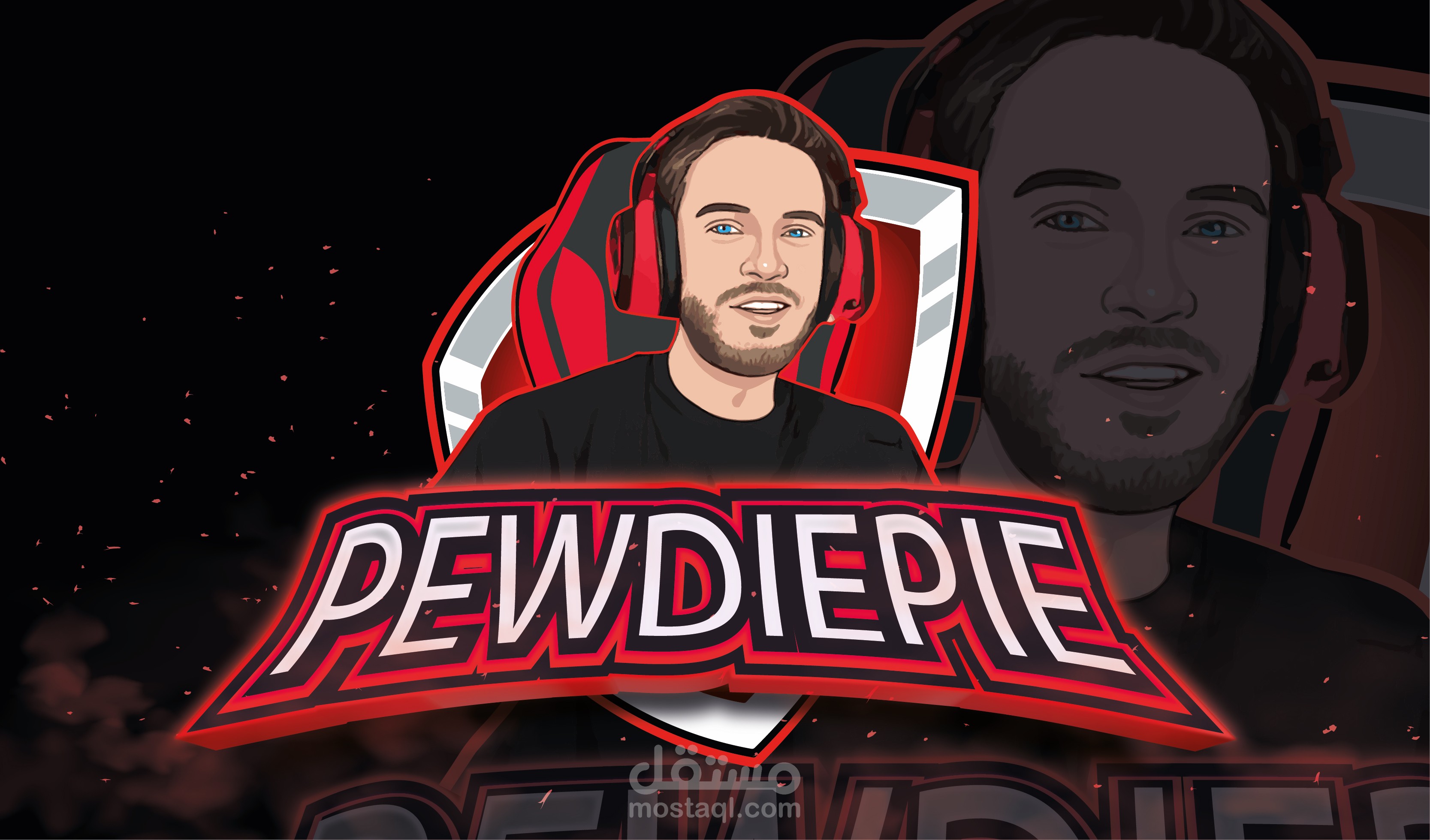 Pewdiepie Gaming Mascot Logo