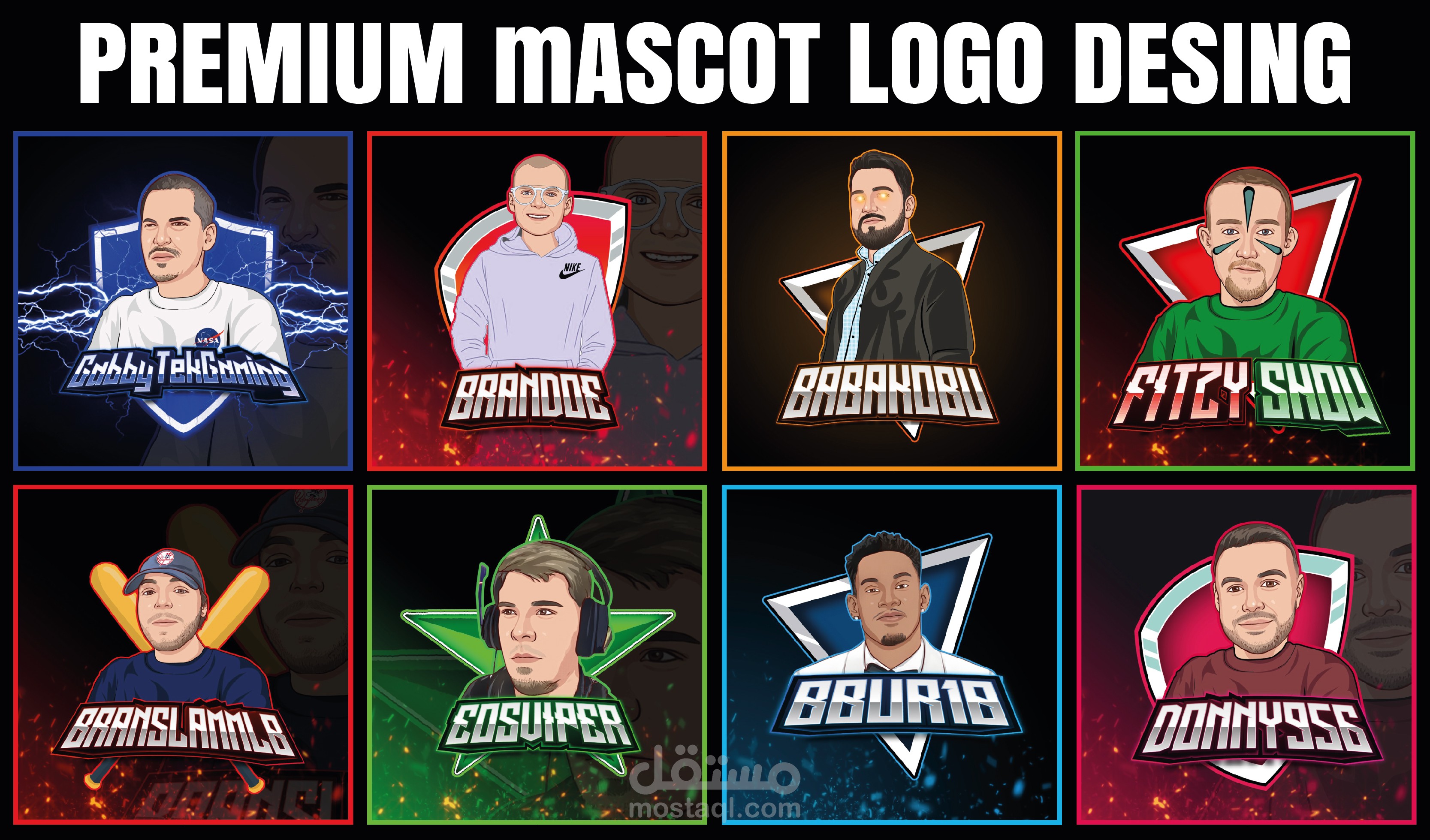 Mascot faces Logo for Youtube and Gaming