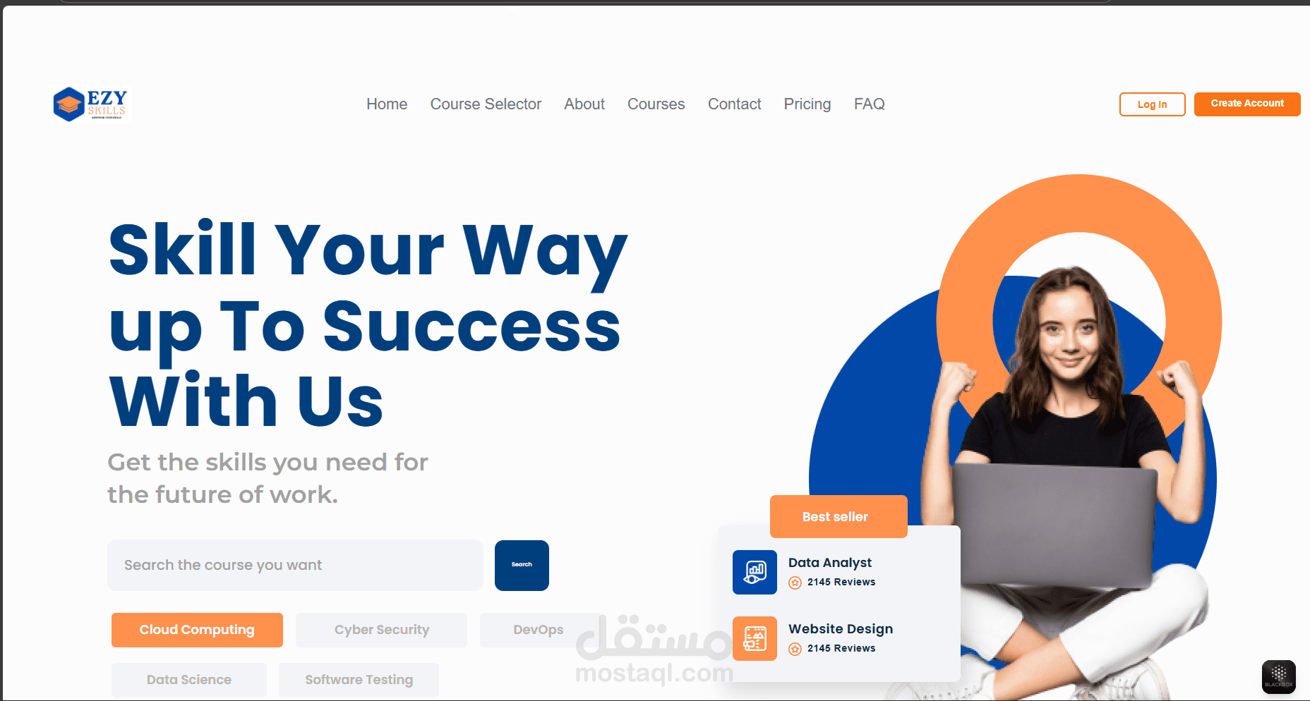 Course learning platform landing page