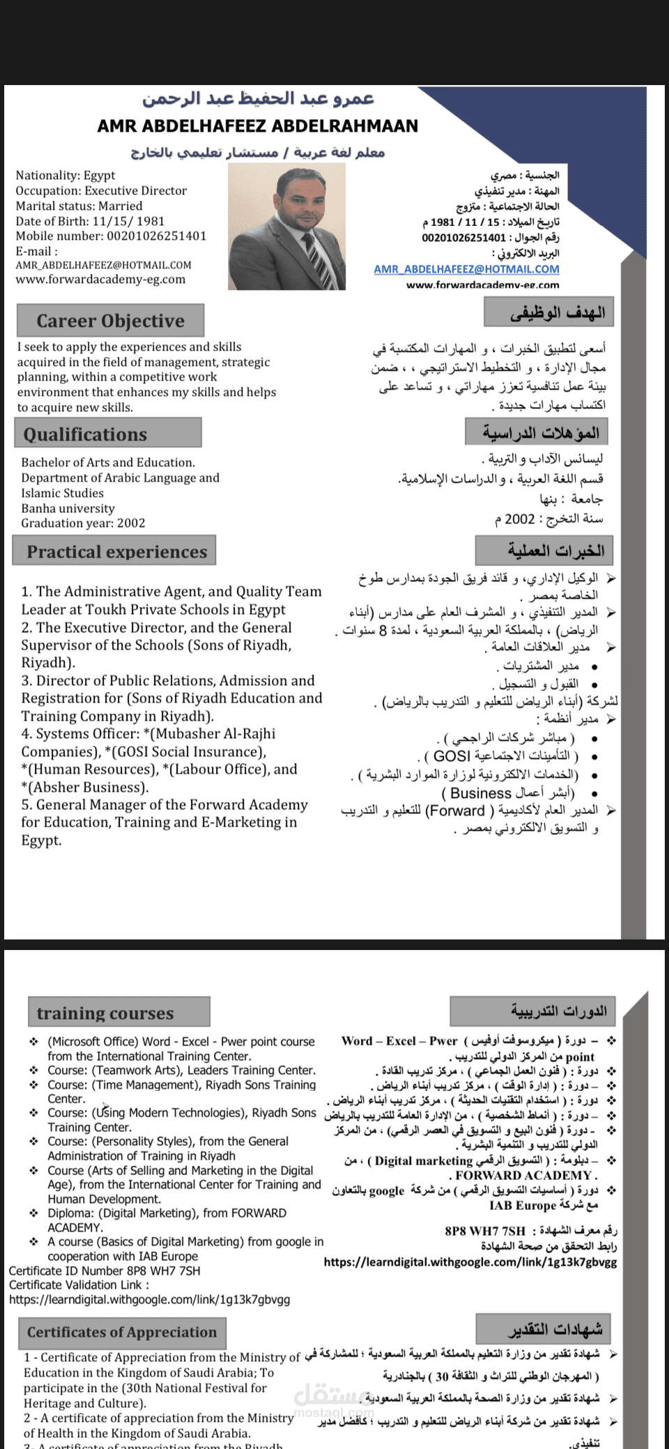سيرة ذاتية احترافية CV