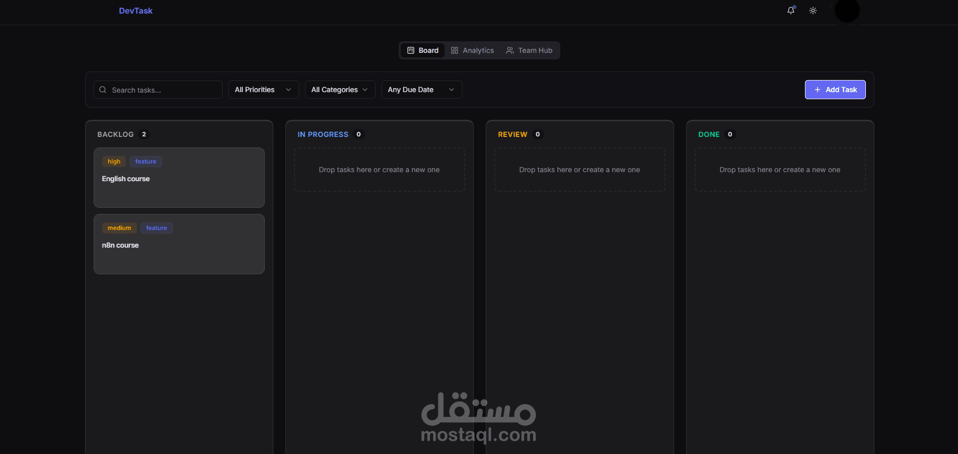برمجة وتصميم لوحة تحكم (Dashboard) احترافية لإدارة المهام والمشاريع