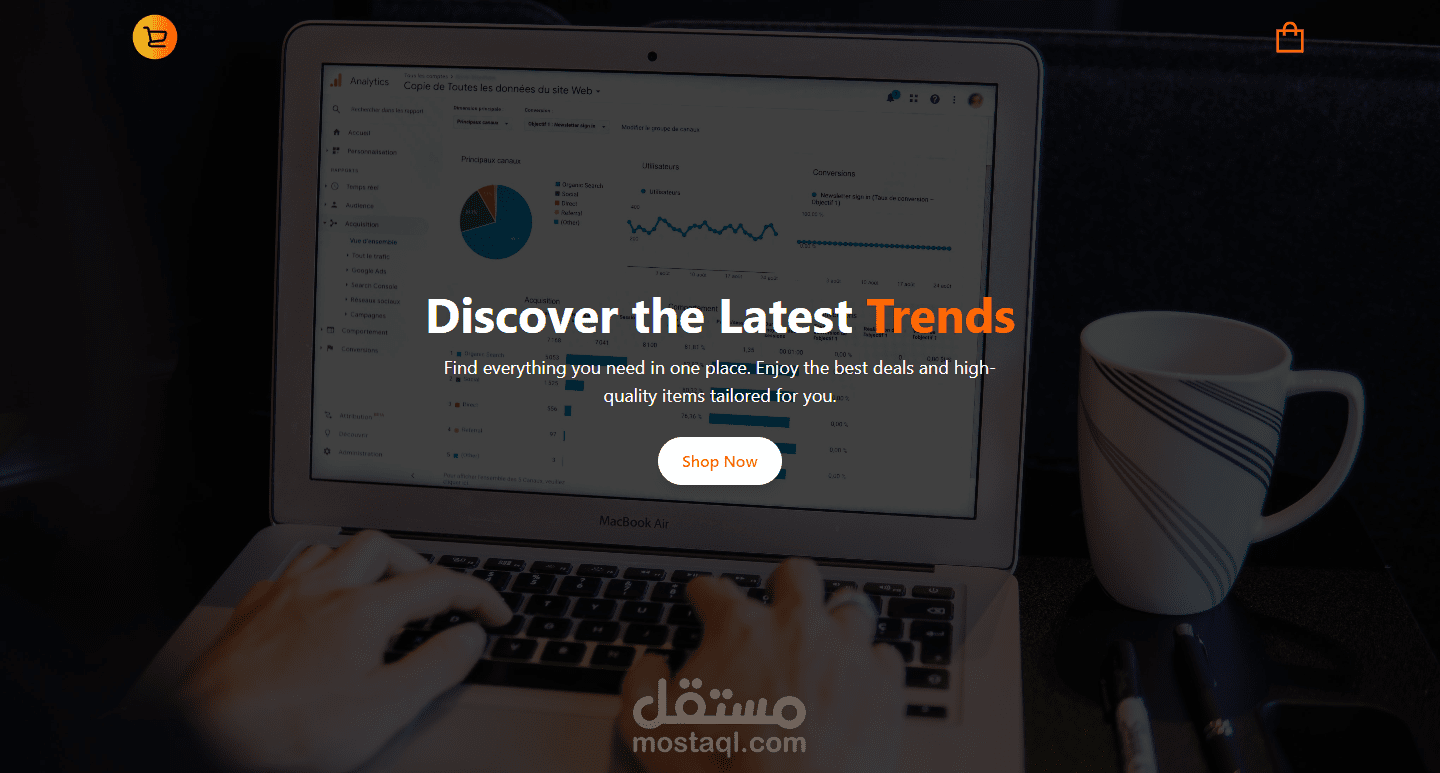 موقع متجر الكتروني قمت بتطويره باستخدام React. React Router, tailwind css