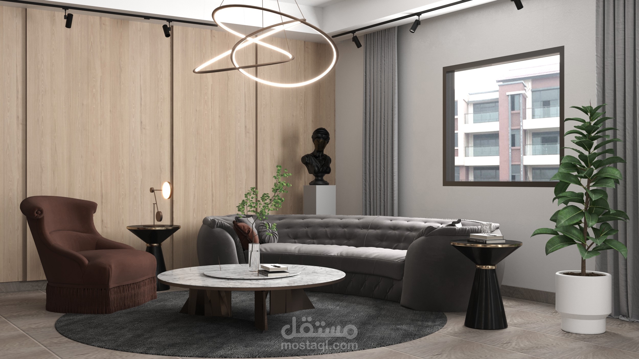 تصميم داخلي لريسبشن فيلا سكنية بالجيزة