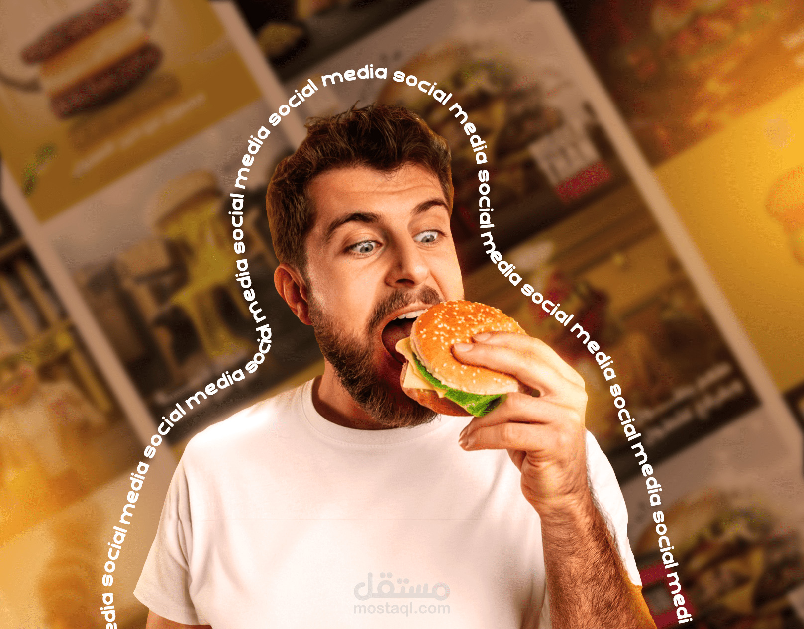 تصميمات سوشيال ميديا لمطعم "Dad Burger"