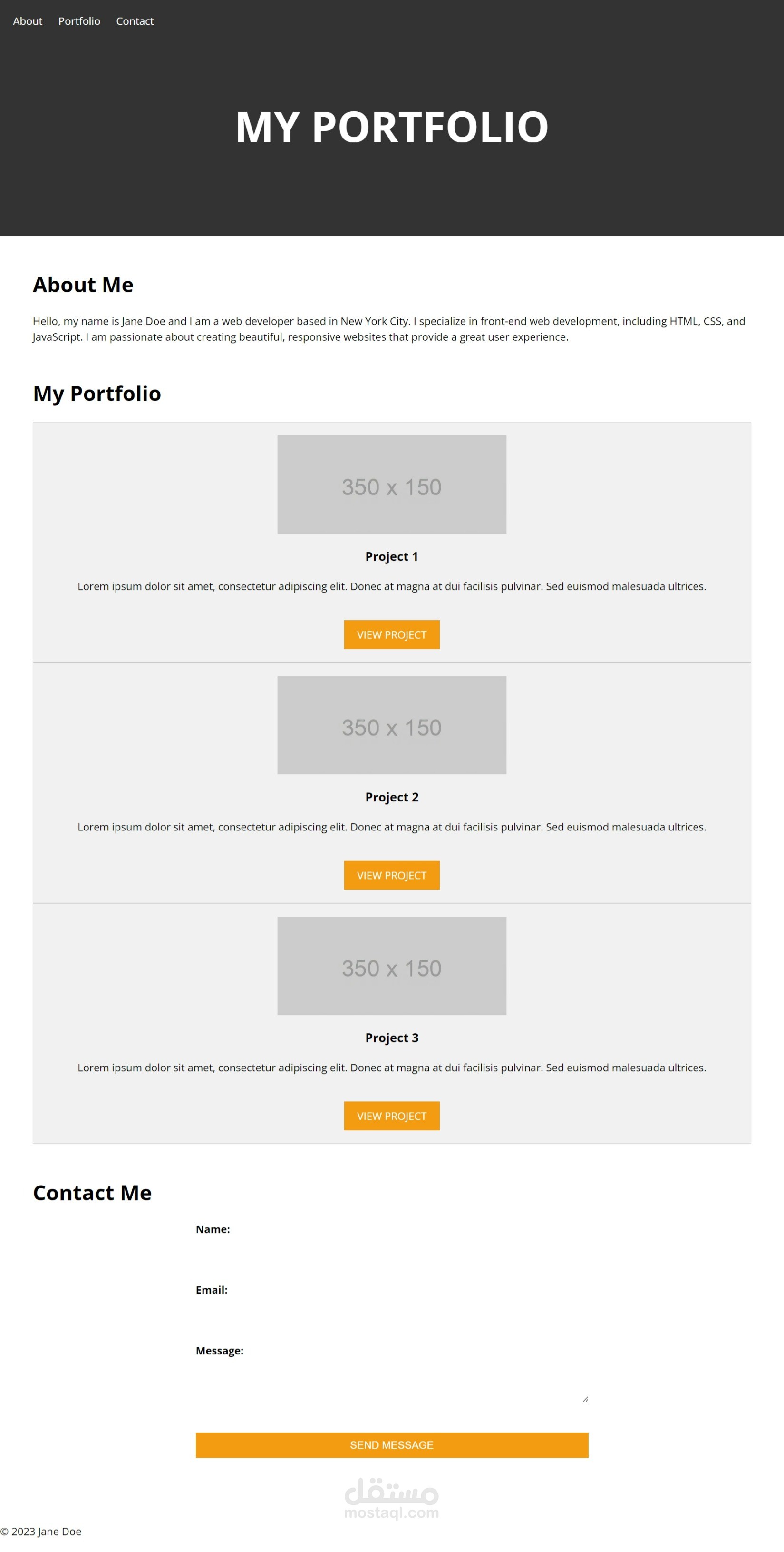 portfolio with html and css and java script