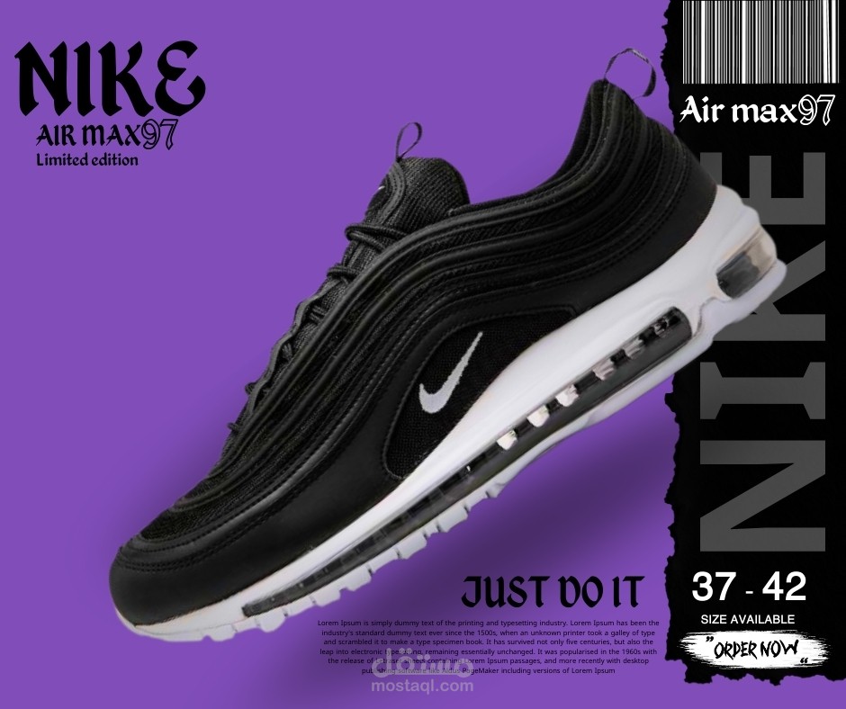 تصميم إعلان احترافي لمنتج Nike Air Max 97 – Limited Edition