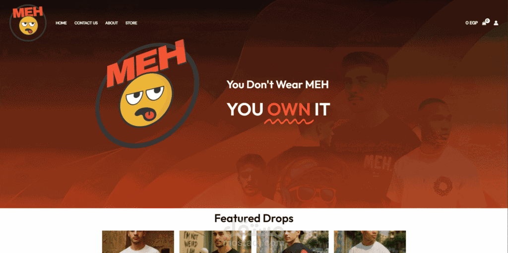 تصميم وتطوير موقع MEH – Not Just Streetwear