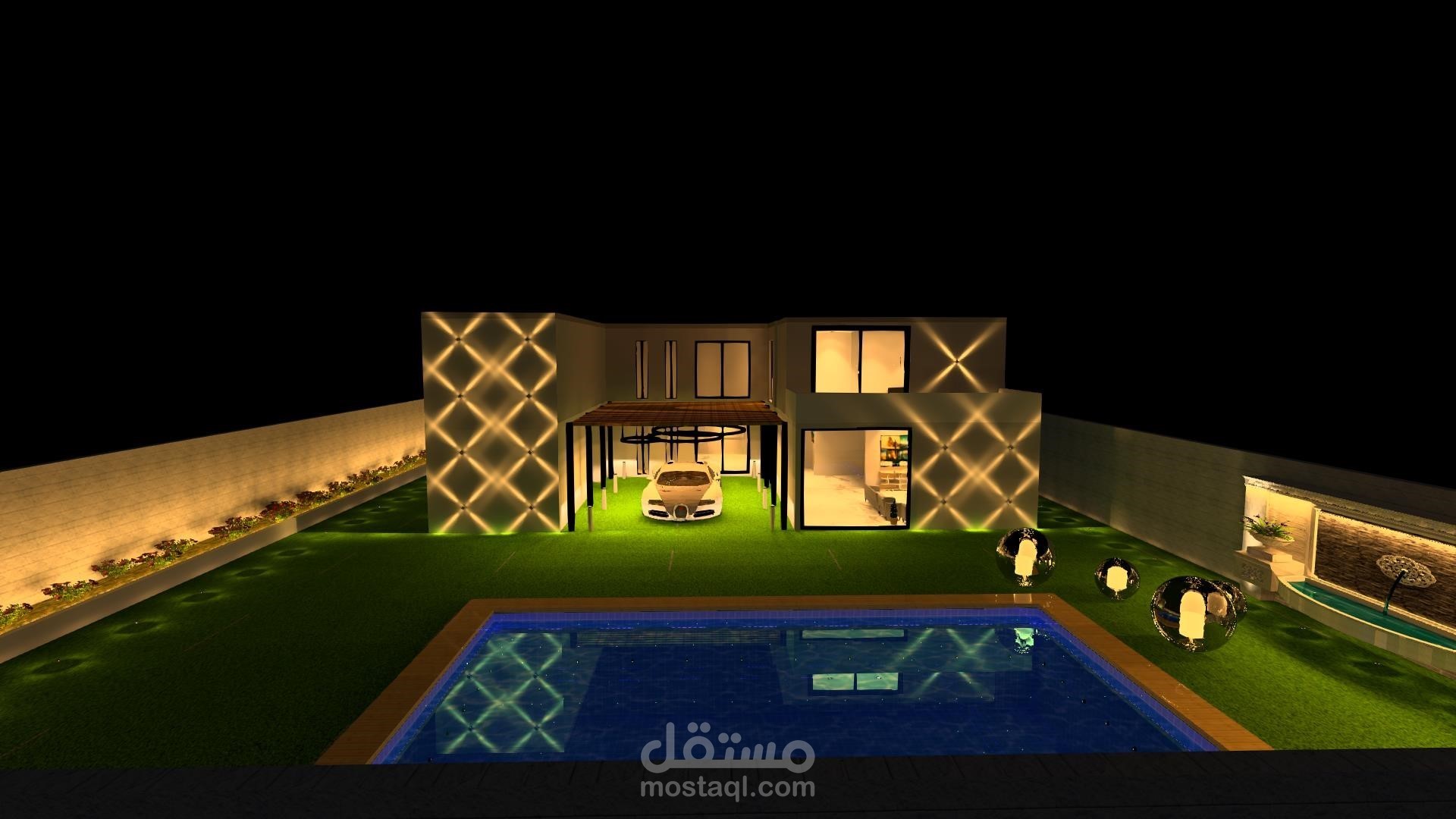 تصميم اناره الواجهات والاندسكيب باستخدام برنامج Dialux evo