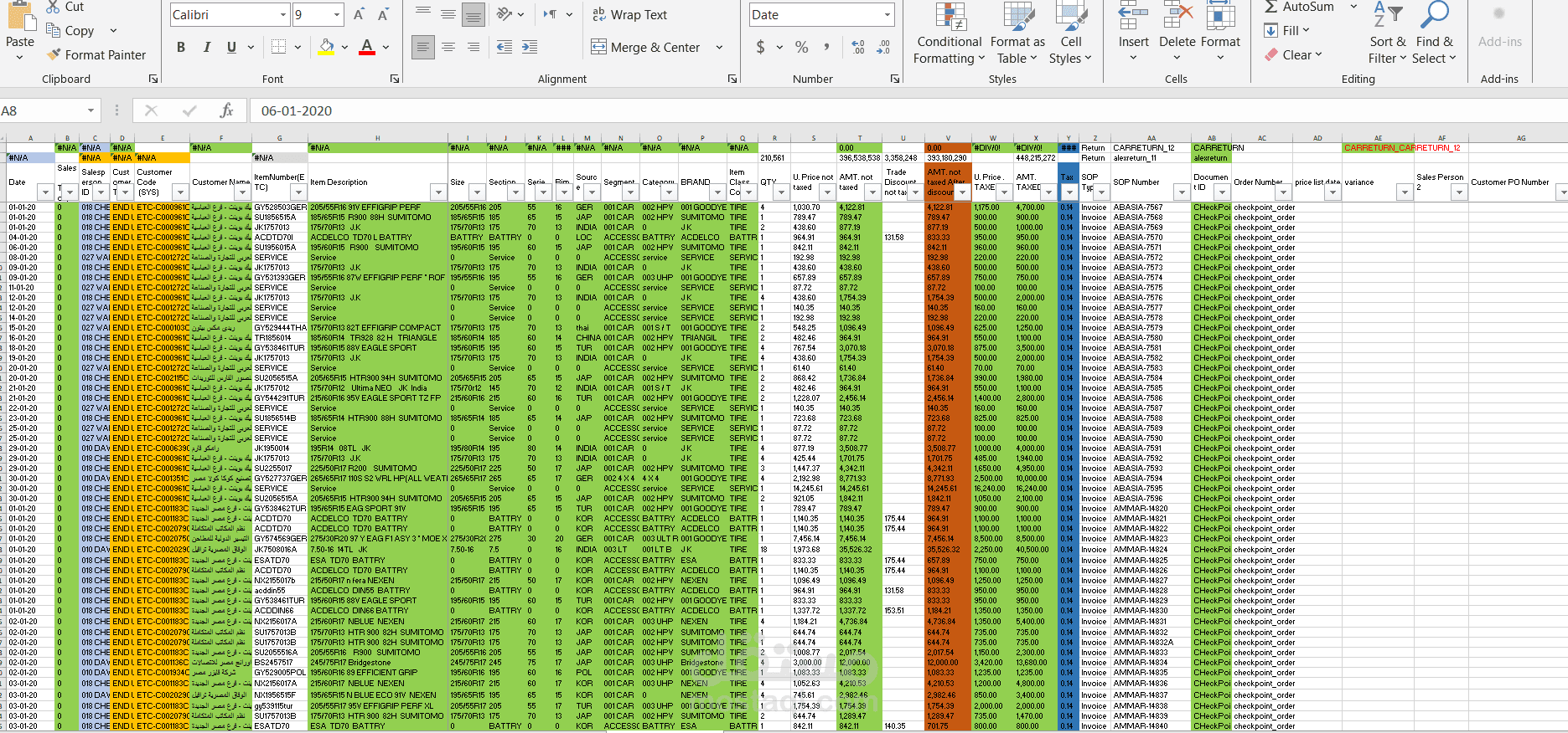 شيت اكسل مبيعات