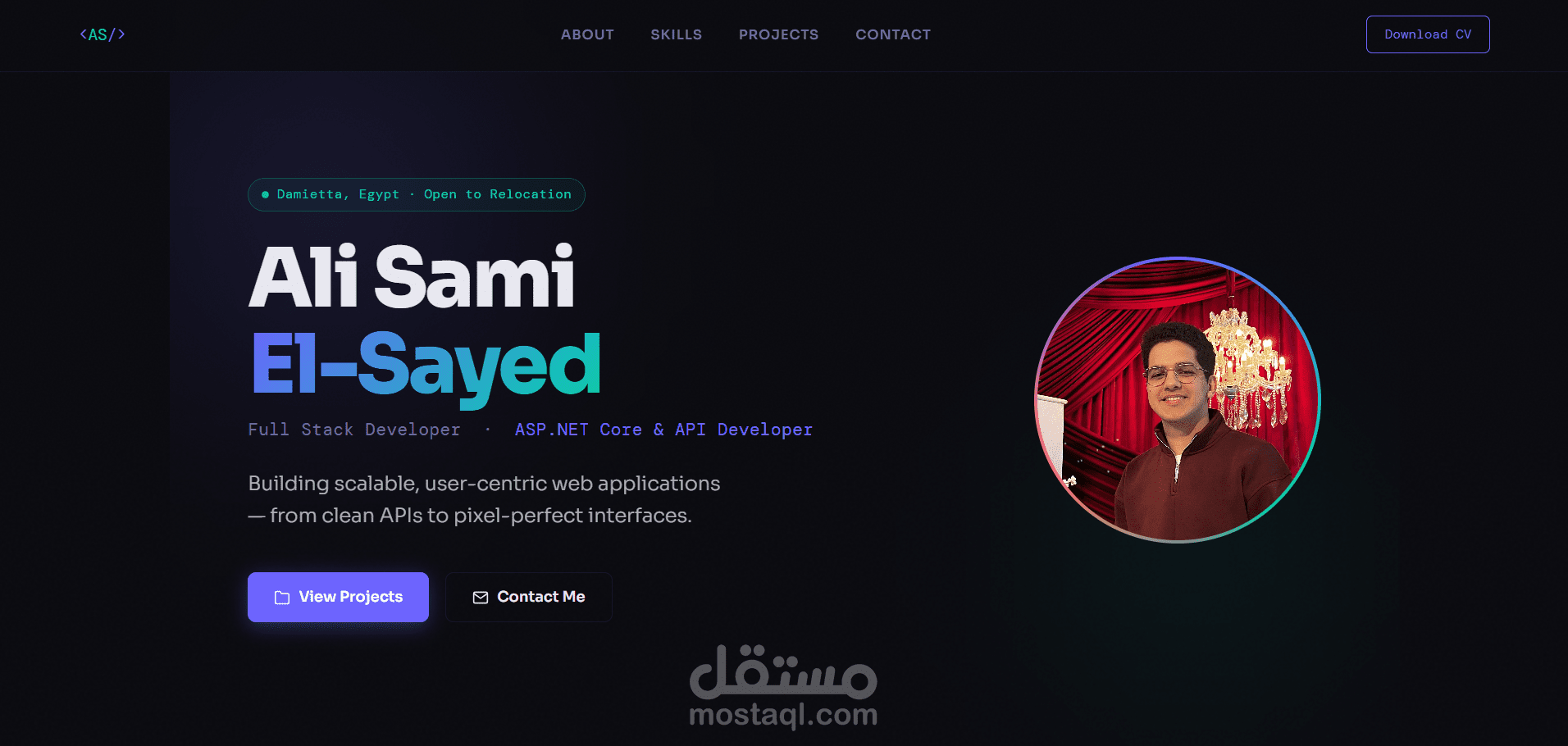 بورتفوليو شخصي لمطور Full Stack