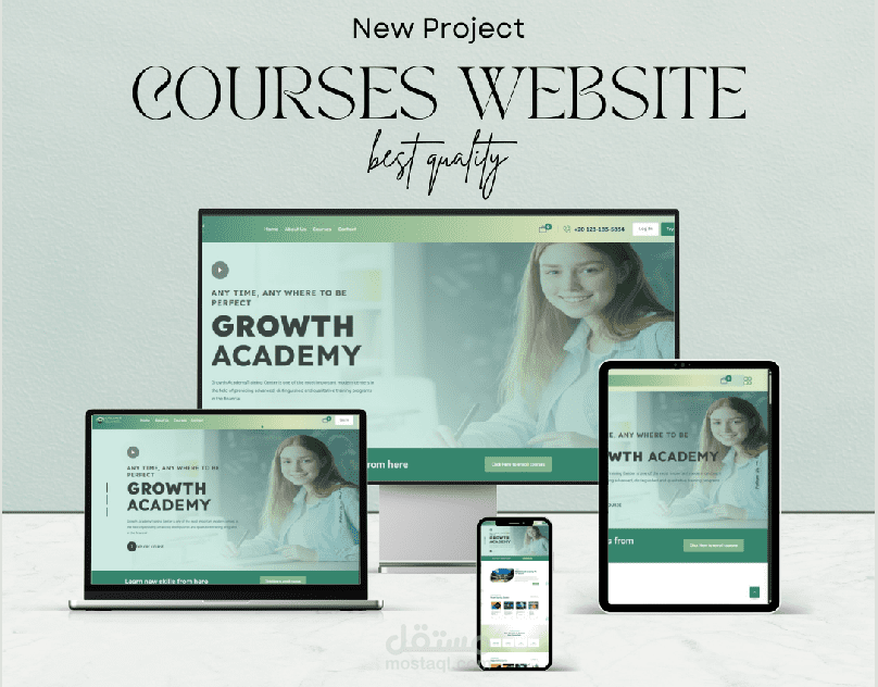 Professional website design and development for an educational courses platform