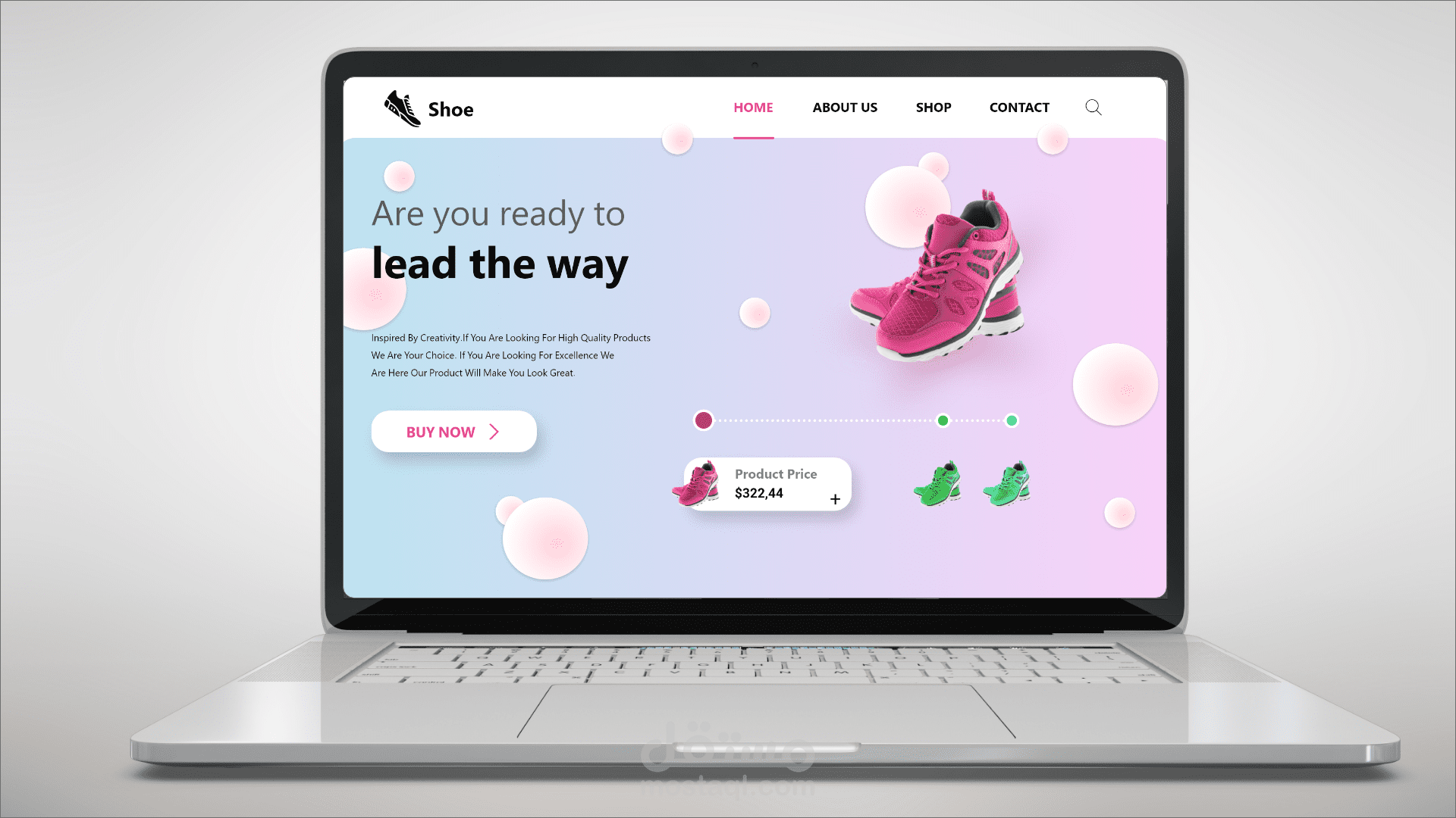 Shoe landing page design