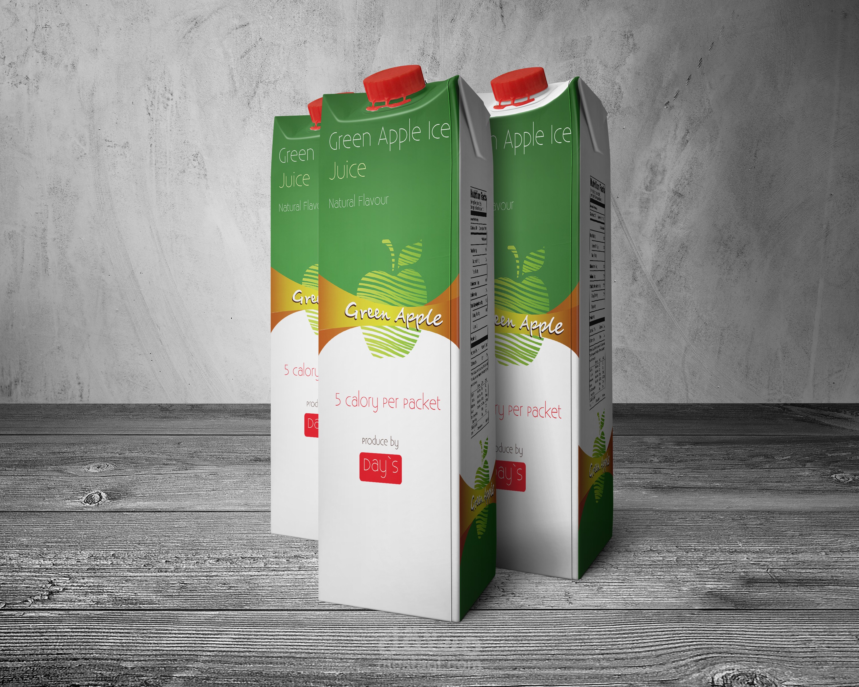 تغليف كرتونة عصير تفاح