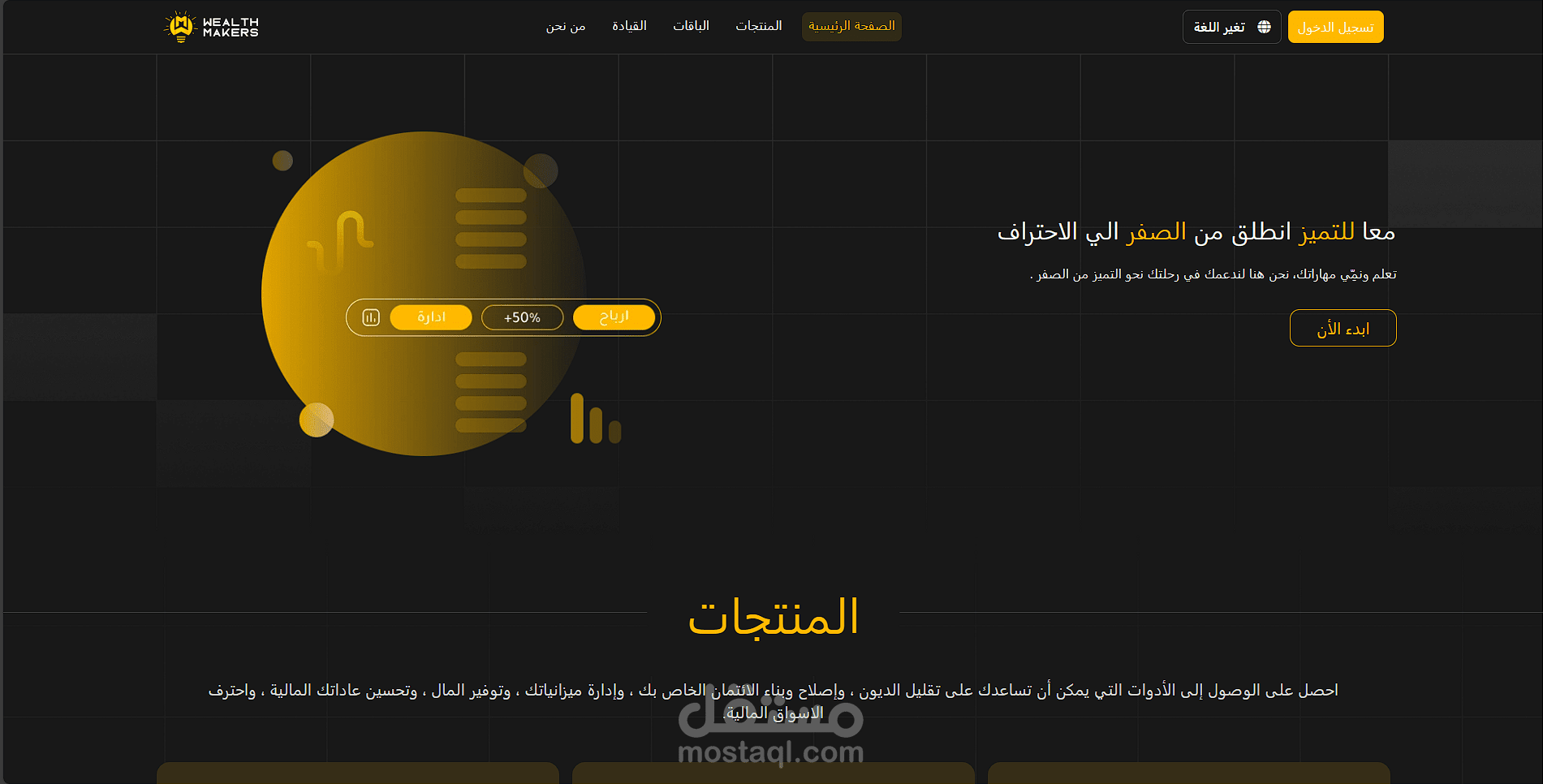 موقع لمنصة Wealth makers