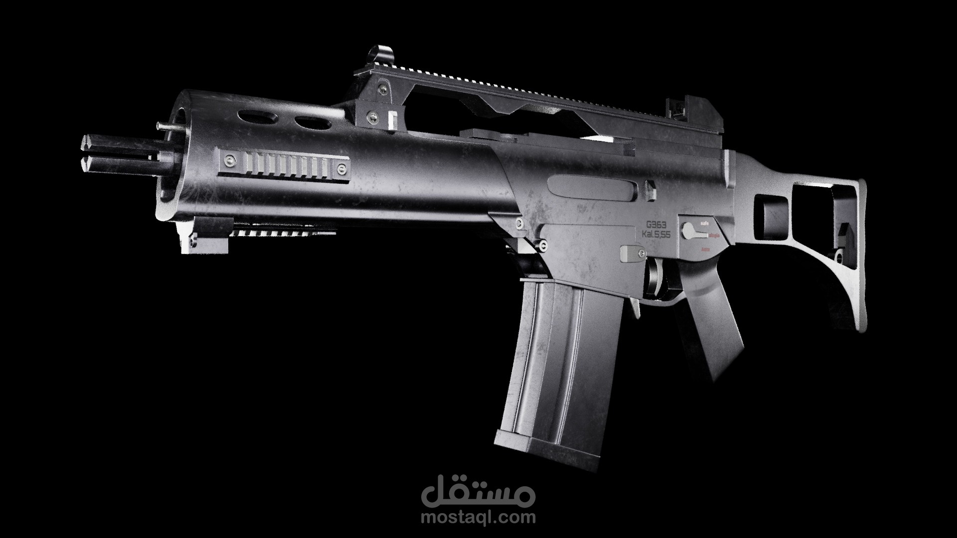 تصميم سلاح ثلاثى الابعاد G36C Assault Rifle