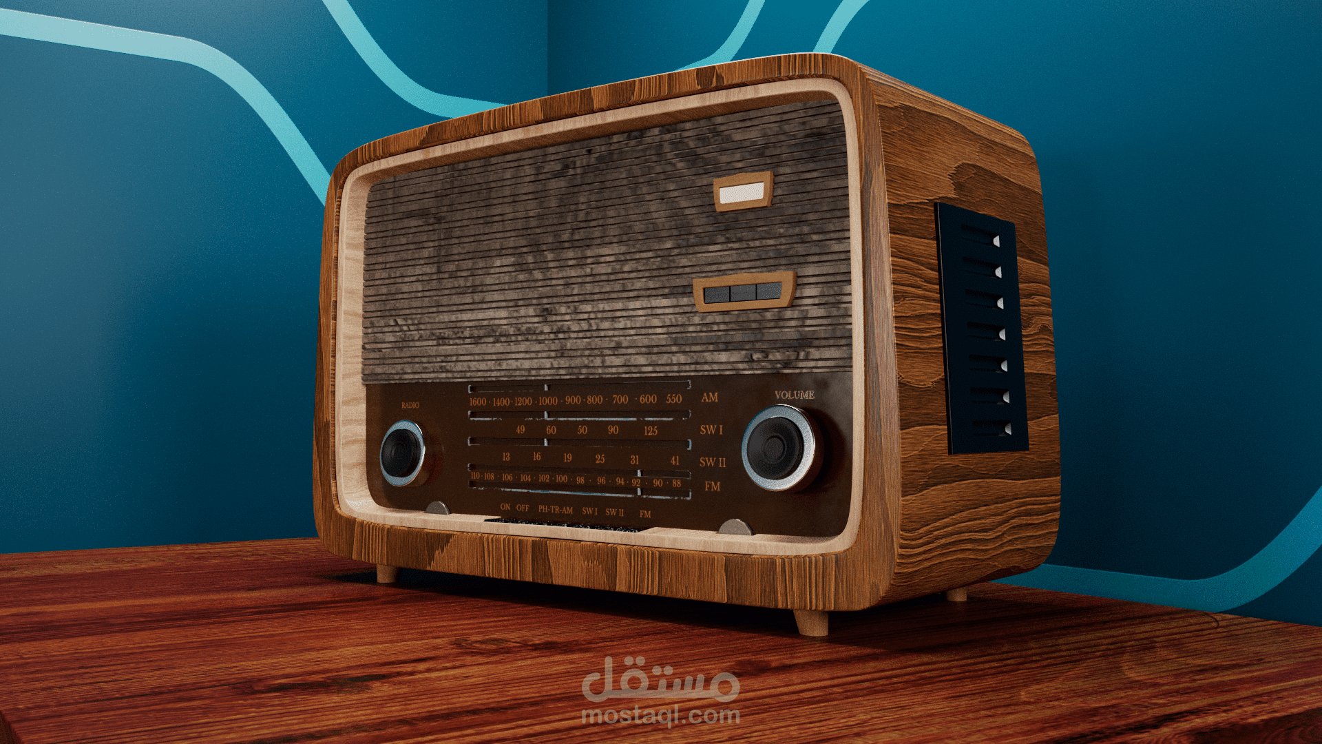 تصميم راديو قديم ثلاثى الابعاد