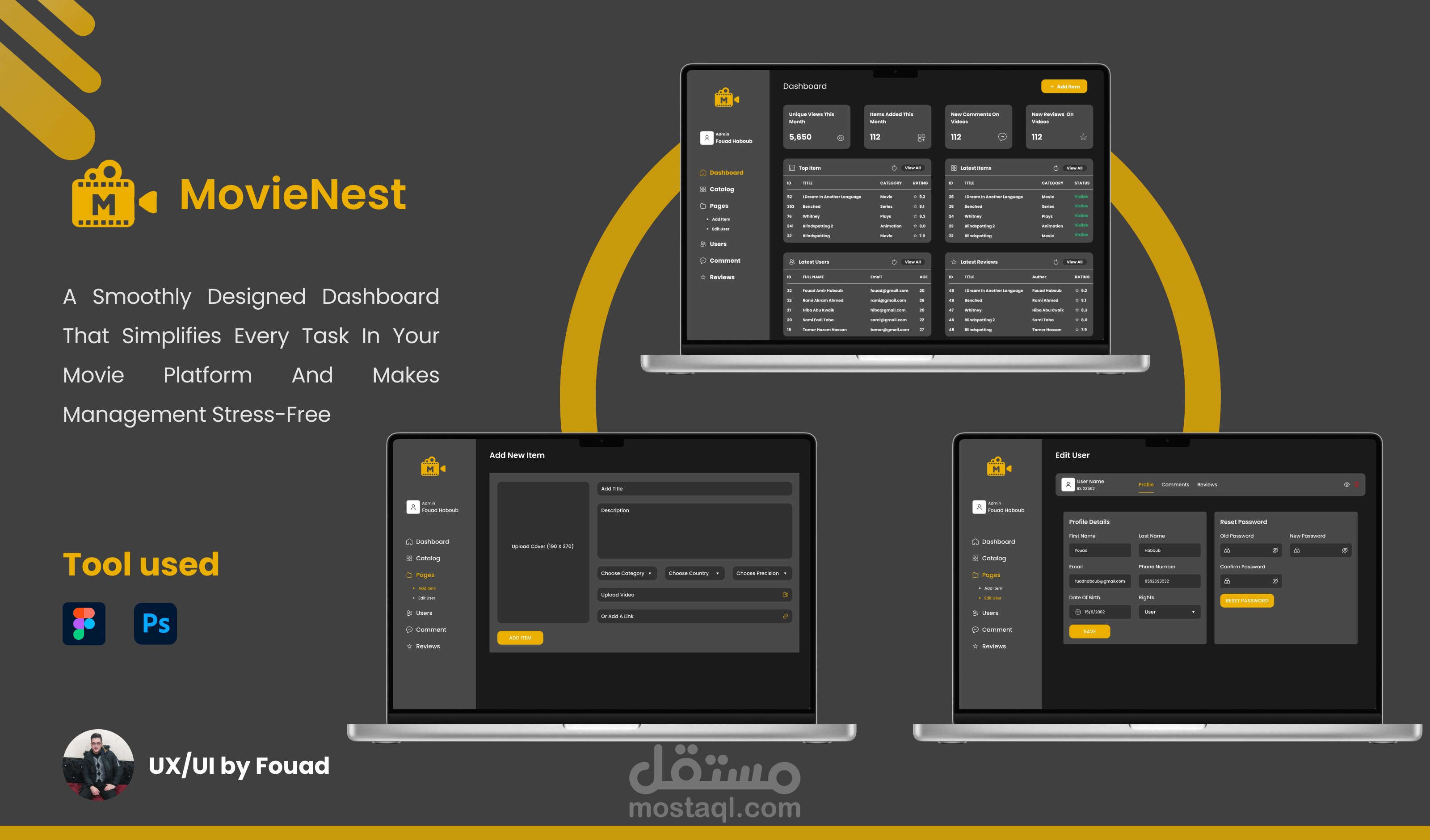 تصميم شاشات الأدمن UI Dashboard