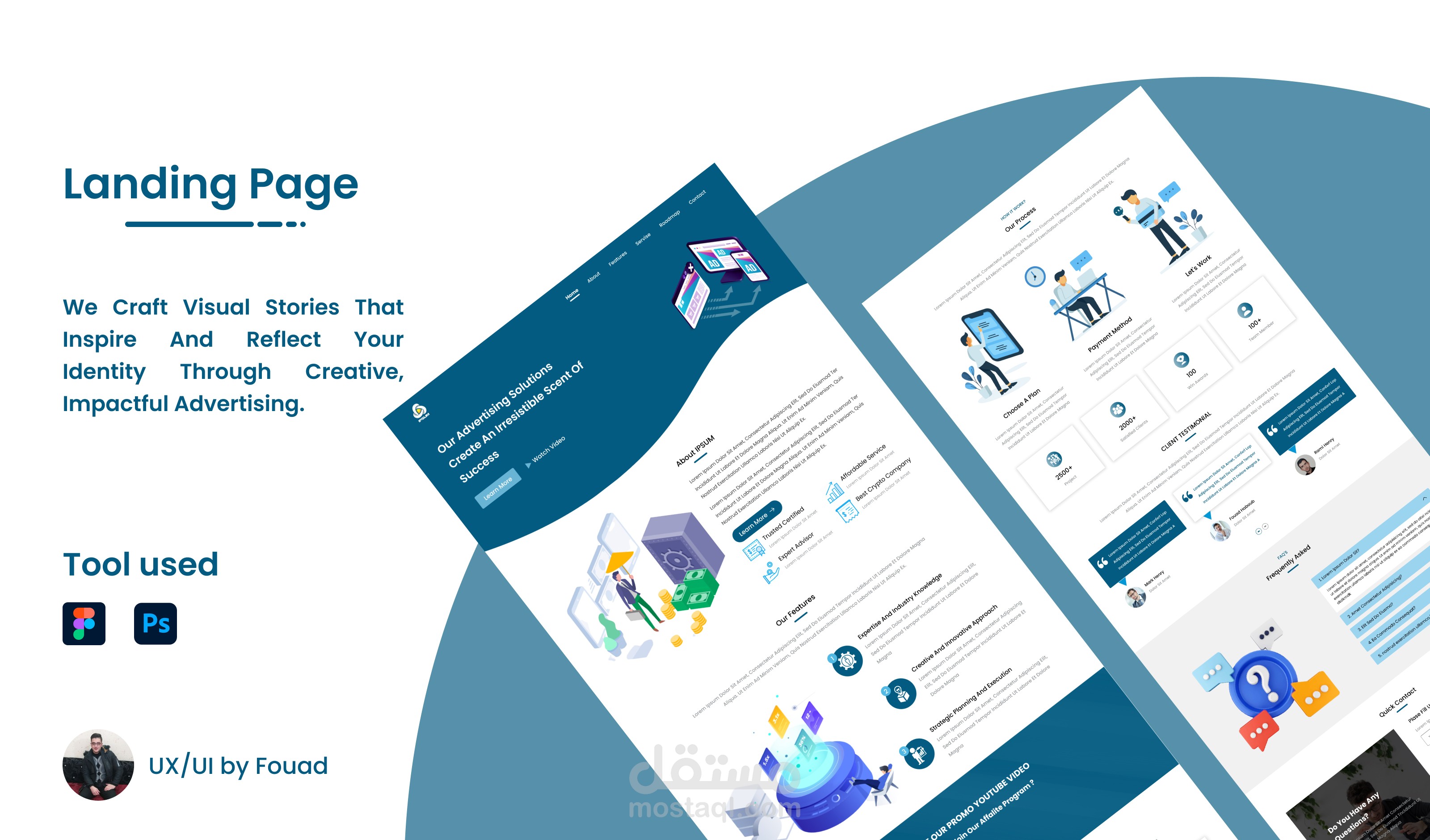 تصميم واجهة landing page للموقع دعاية واعلان