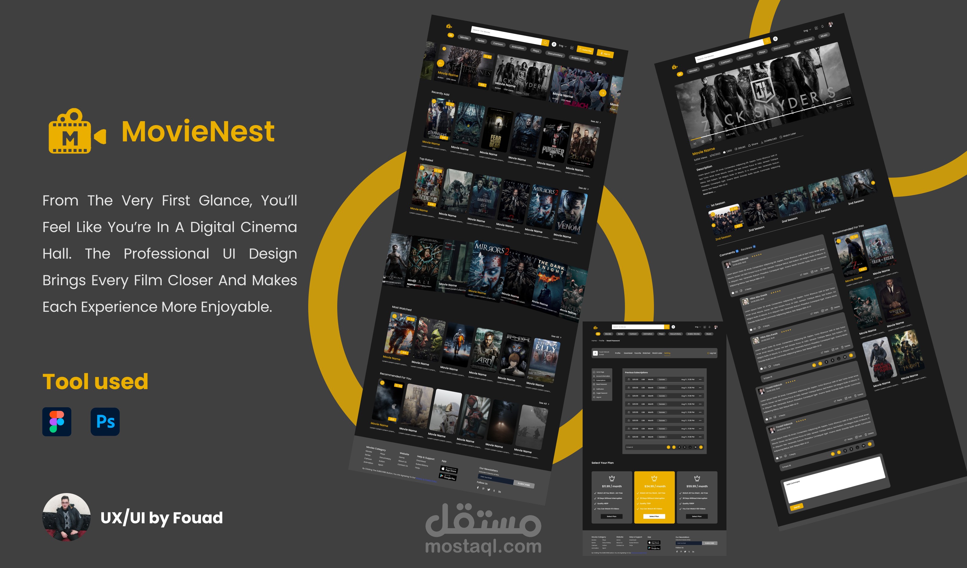 تصميم واجهات للموقع أفلام  UI web