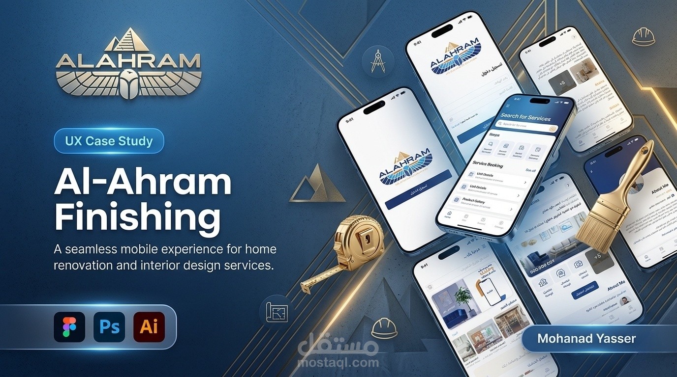 تصميم وتطوير تجربة المستخدم لتطبيق "الأهرام" للتشطيبات