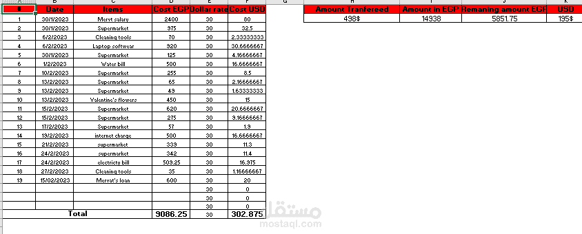 إدخال بيانات حسابية