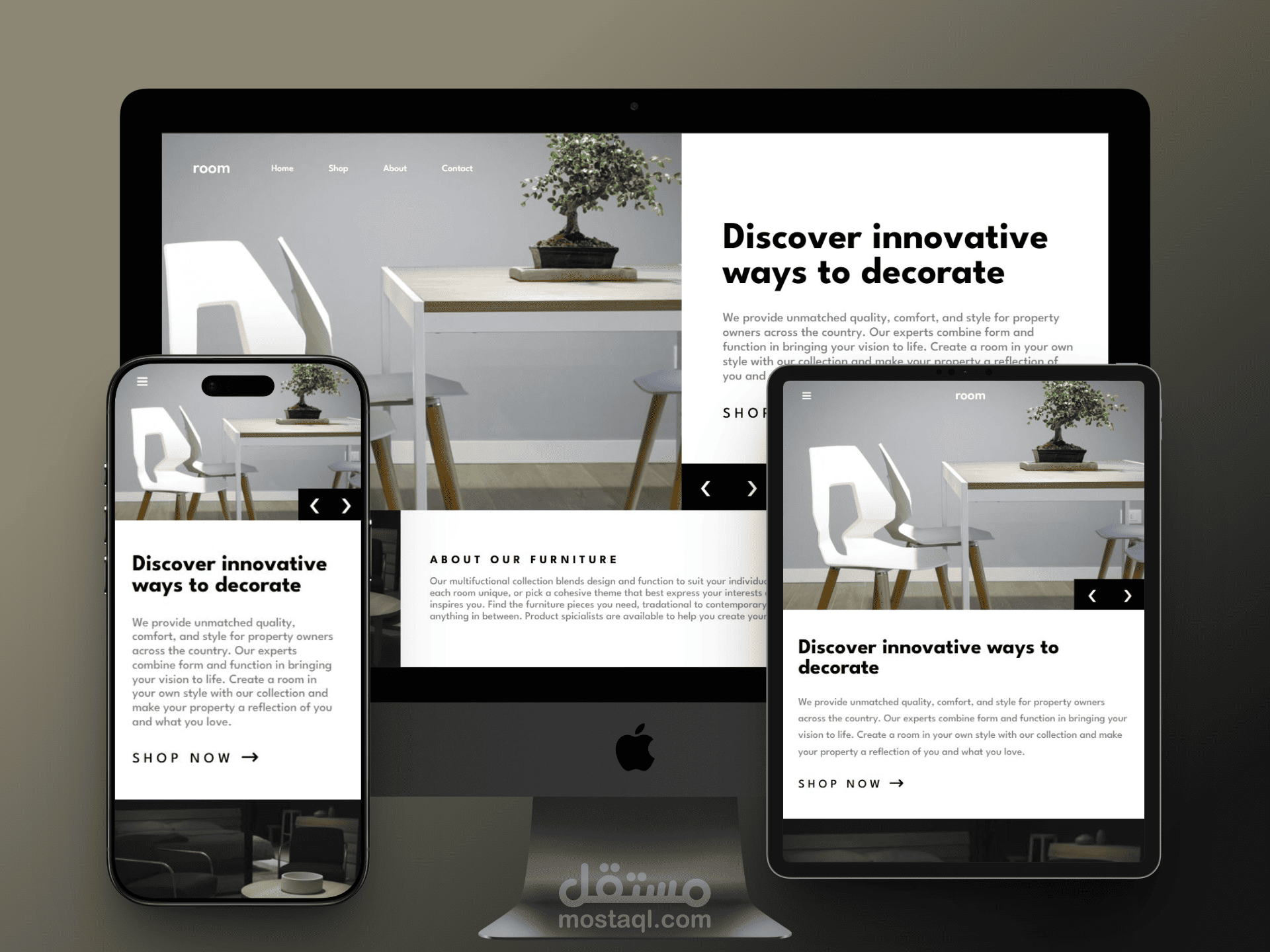 Room Homepage – موقع أثاث متجاوب