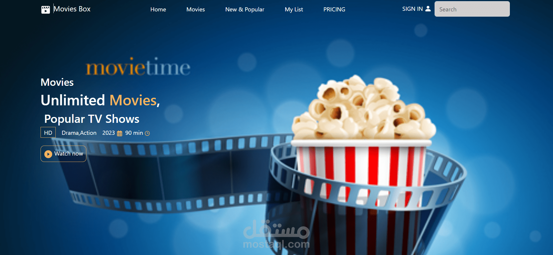 تصميم واجهة لموقع افلام