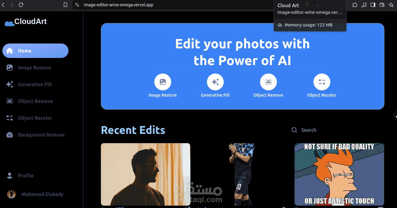 CloudArt – منصة متكاملة لتحرير الصور باستخدام الذكاء الاصطناعي