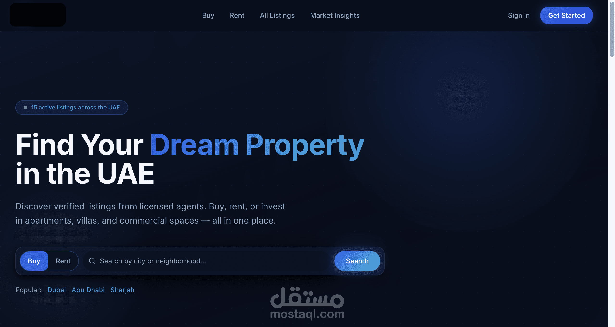 موقع عقارات يدعم نوعين من المستخدمين (الزبون ، والوكيل الخاص بالعقارات) مدعوم بالذكاء الاصطناعي